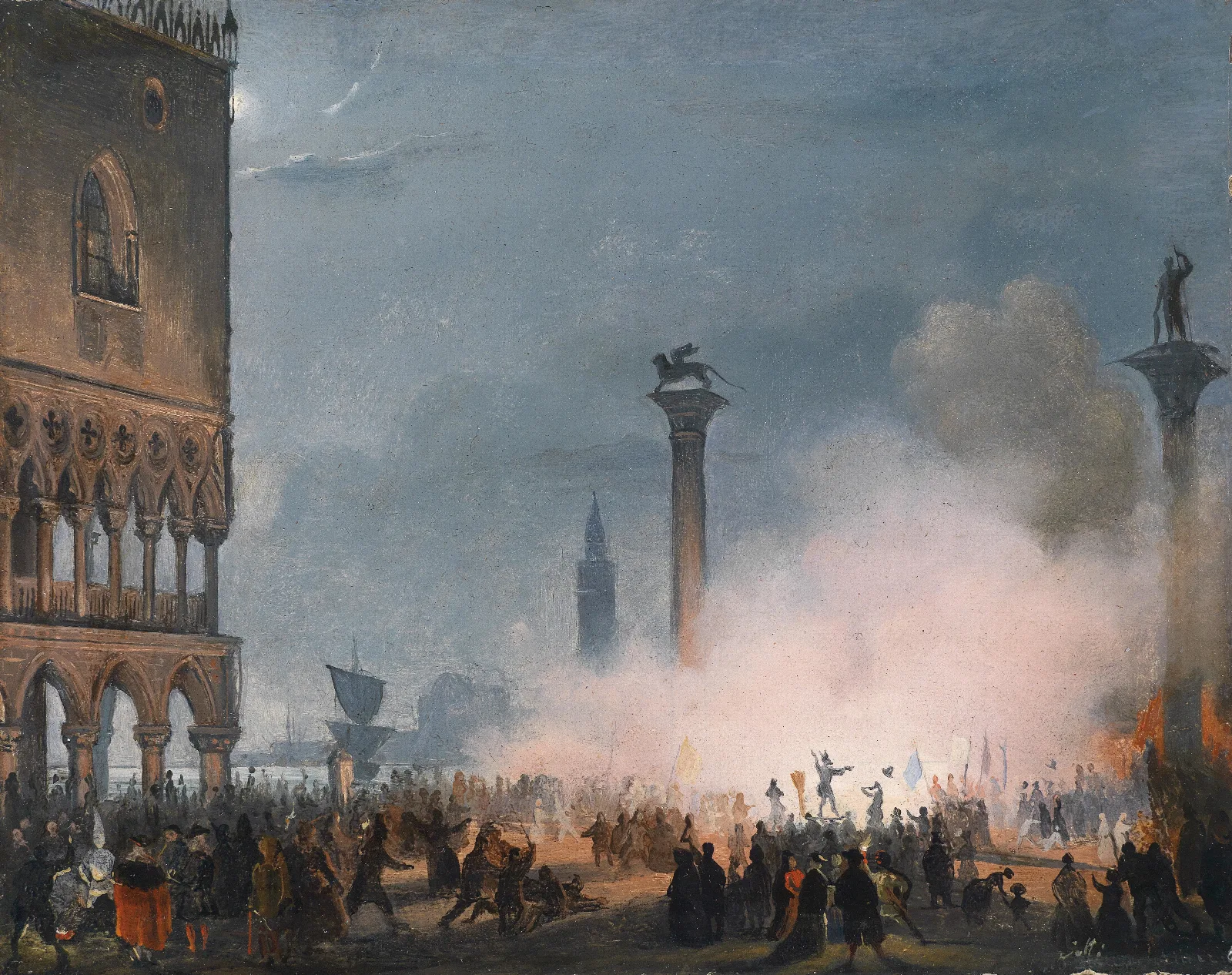 Venedi Piazzetta Bei Nacht Wall Art by Ippolito Caffi - Canvas Print