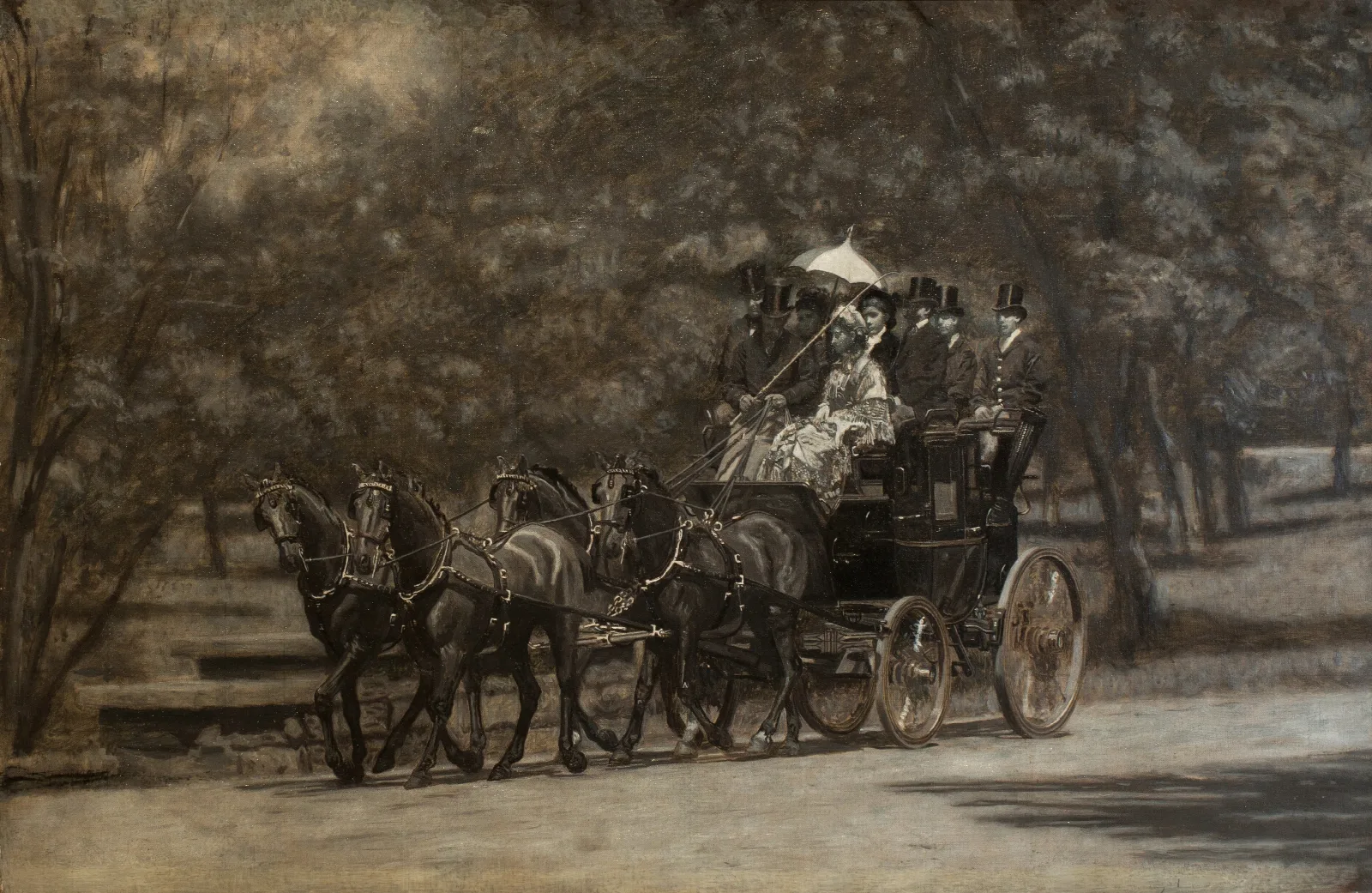 The Fairman Rogers Four In Hand A May Morning In The Park Wall Art by Thomas Eakins - Canvas Print