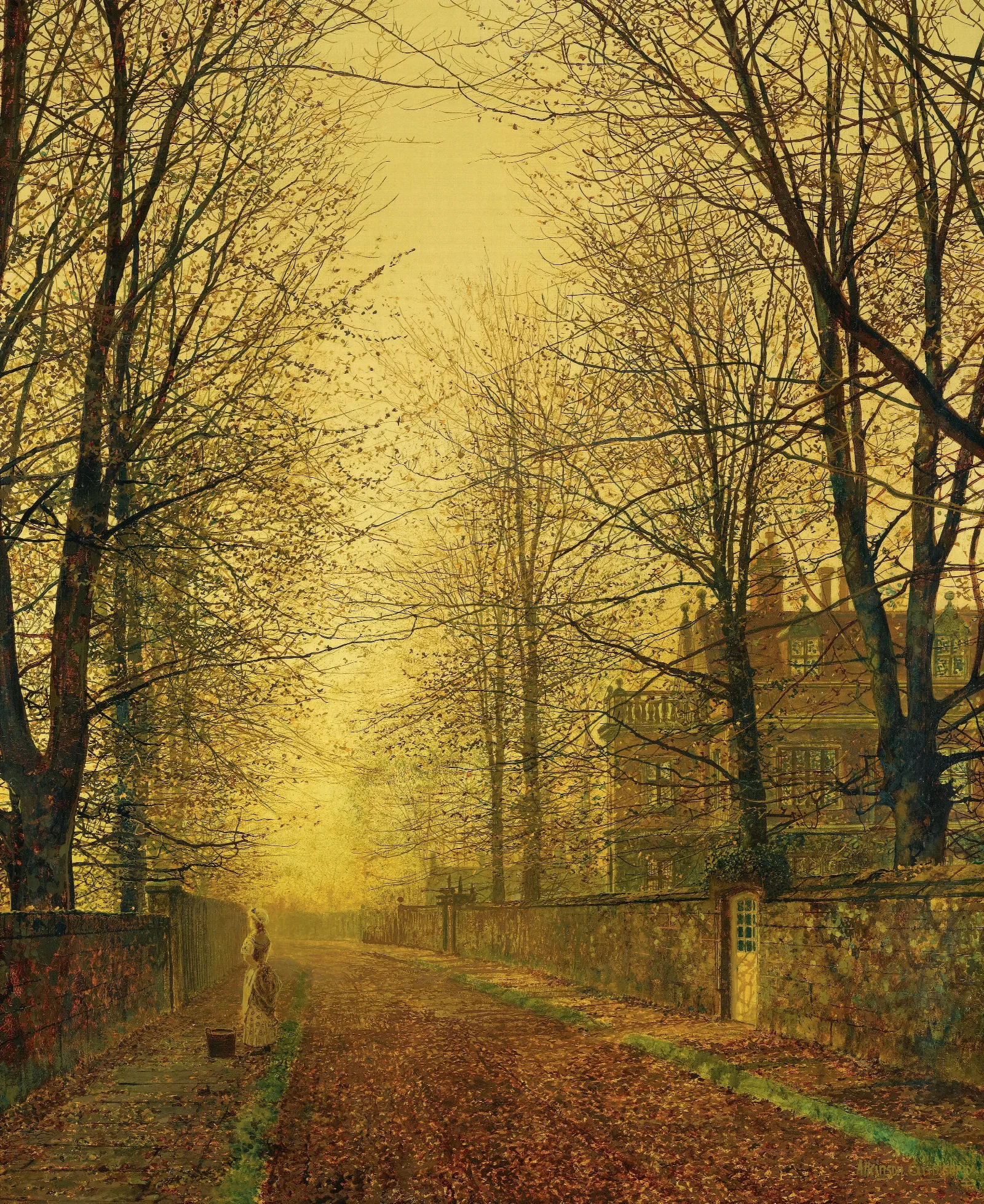 In Autumns Golden Glow Wall Art by John Atkinson Grimshaw - Canvas Print