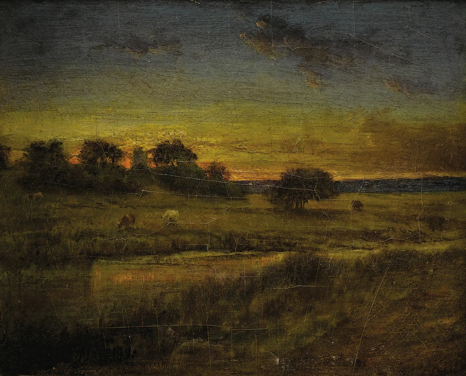 Pasture At Dawn Wall Art by George Inness - Canvas Print