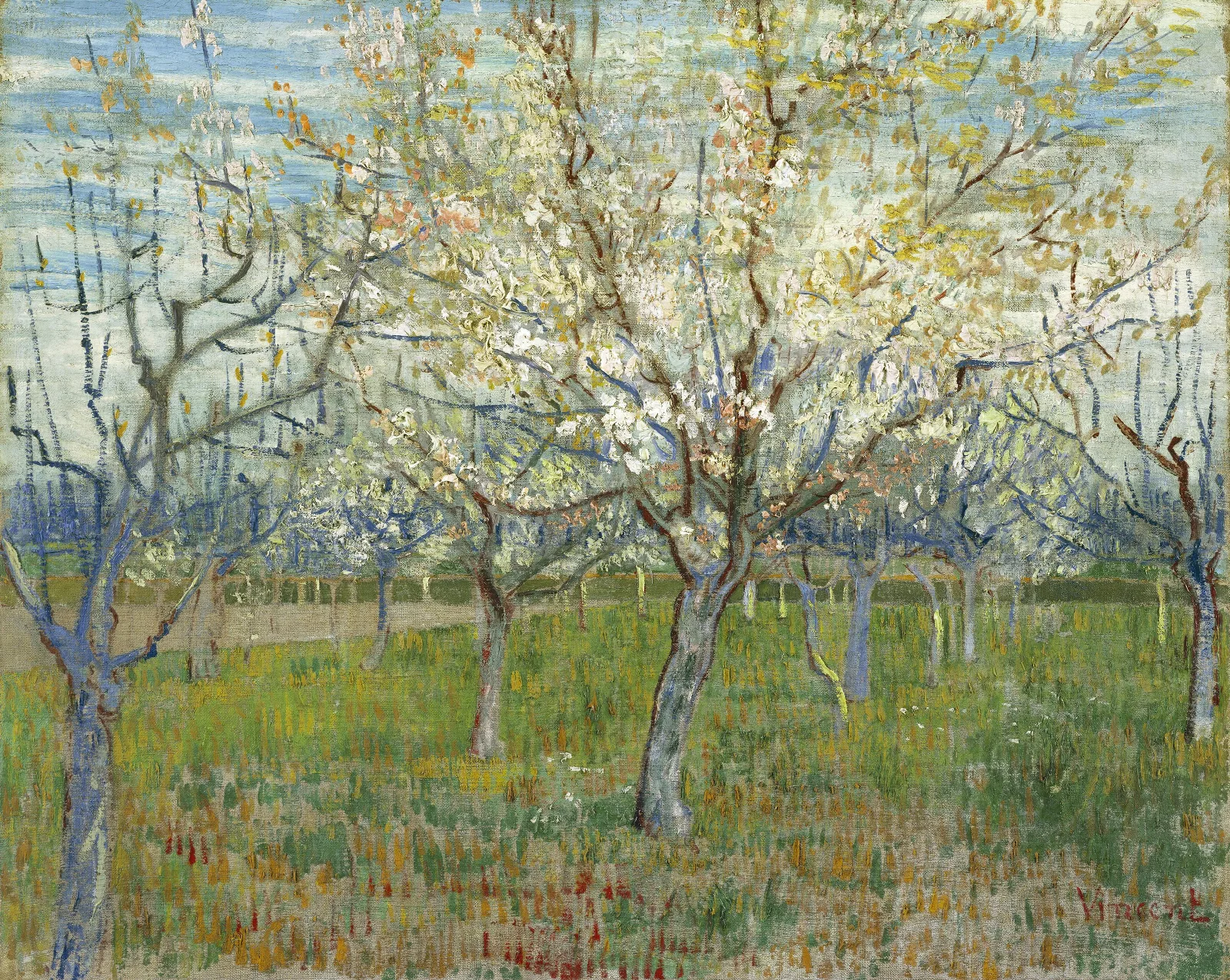 The Pink Orchard Wall Art by Vincent van Gogh - Canvas Print
