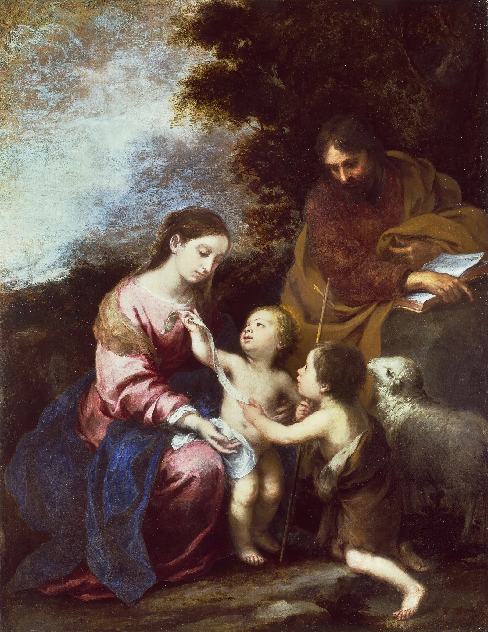 The Holy Family With The Infant Baptist Wall Art by Bartolomé Estebán Murillo - Canvas Print
