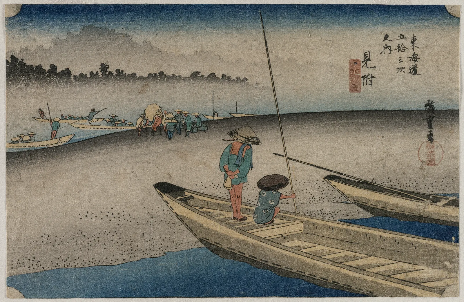 Picture Of The Tenryu River Near Mitsuke Station 29 From The Series Fifty Three Stations Of The Tokaido Wall Art by Utagawa Hiroshige - Canvas Print