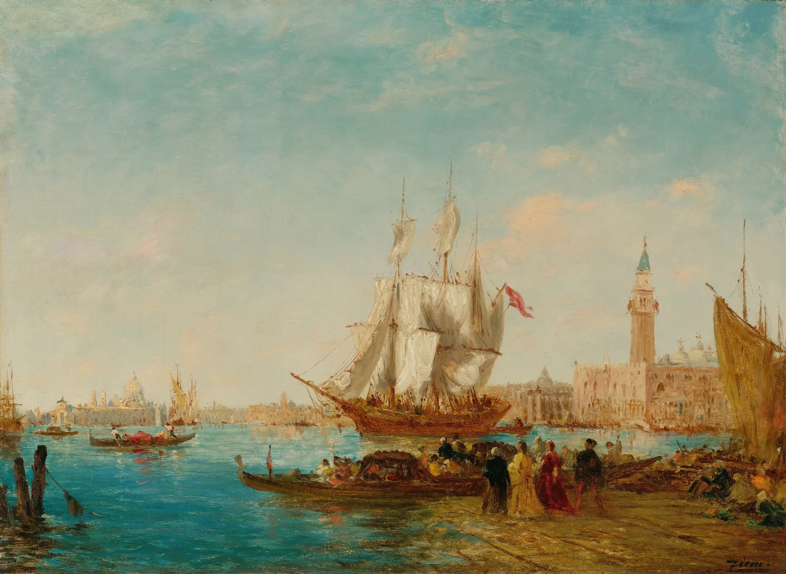Embarquement Sur Le Quai Des Esclavons Wall Art by Félix Ziem - Canvas Print
