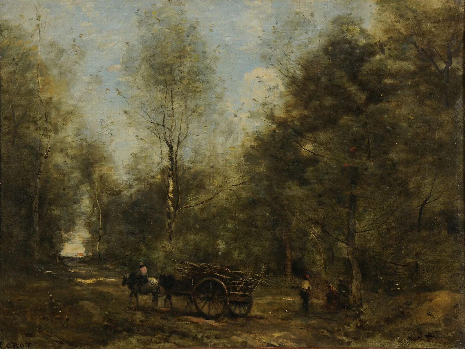 Une Allee Dans Les Bois De Wagnonville Wall Art by Jean-Baptiste-Camille Corot - Canvas Print