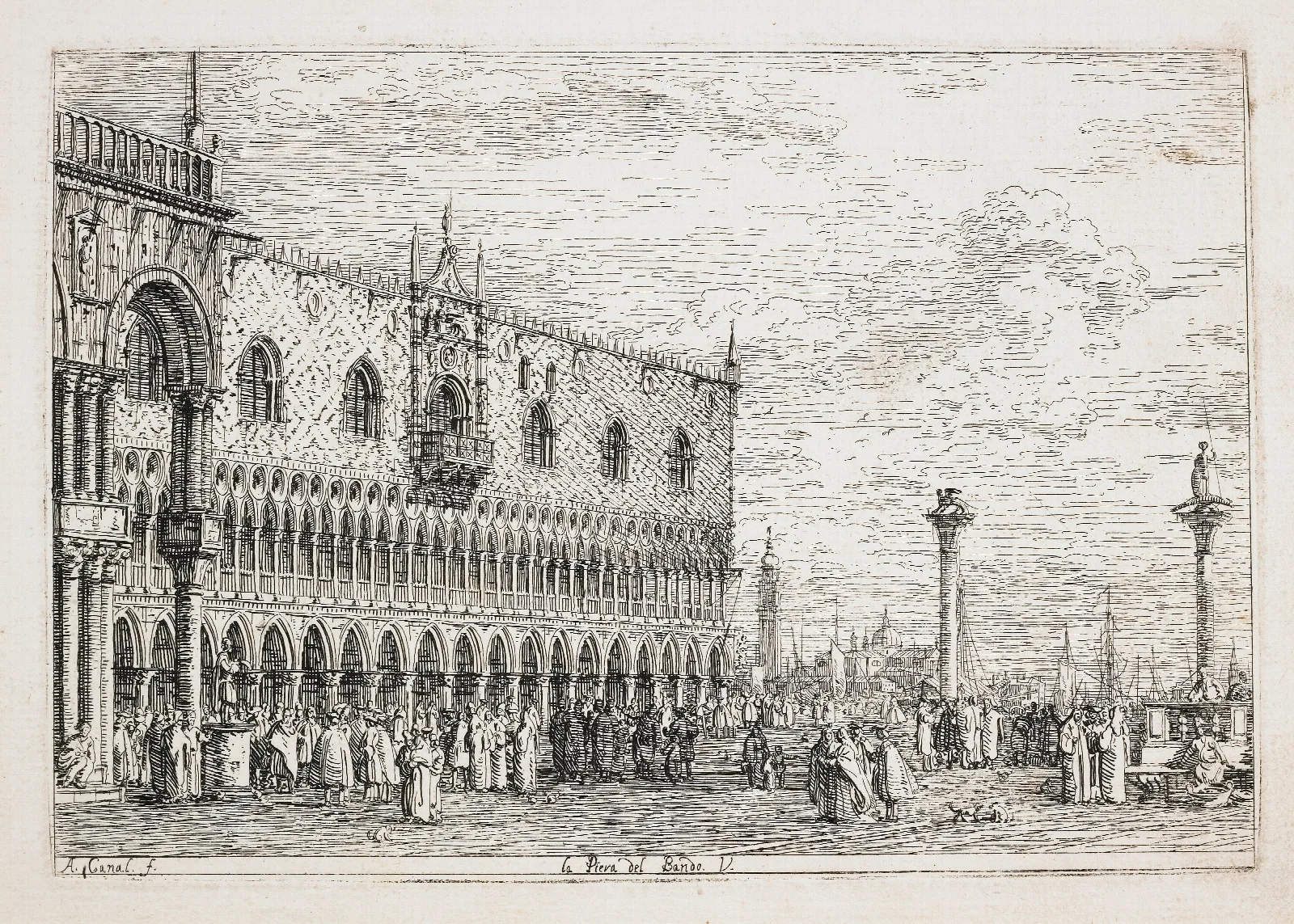 La Piera Del Bando The Proclamation Stone Venice Wall Art by Canaletto - Canvas Print