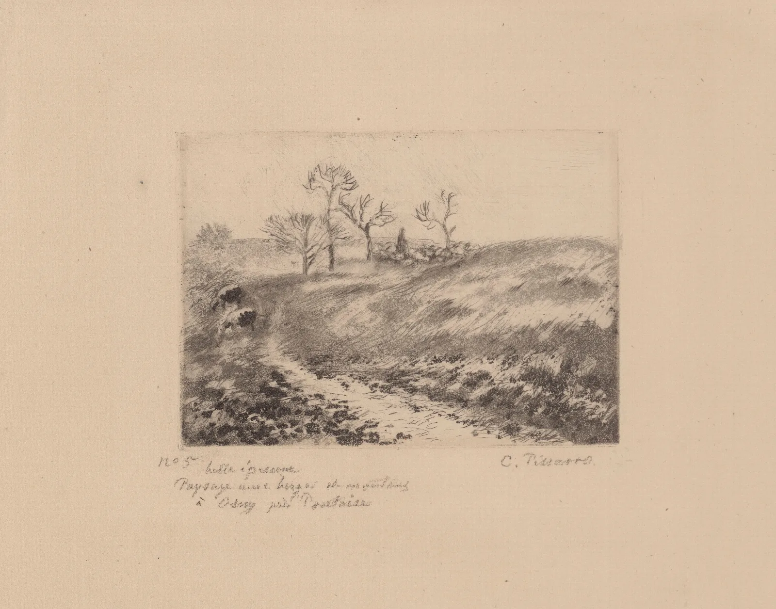 Paysage Avec Berger Et Moutons A Osny Pres Pontoise Wall Art by Camille Pissarro - Canvas Print
