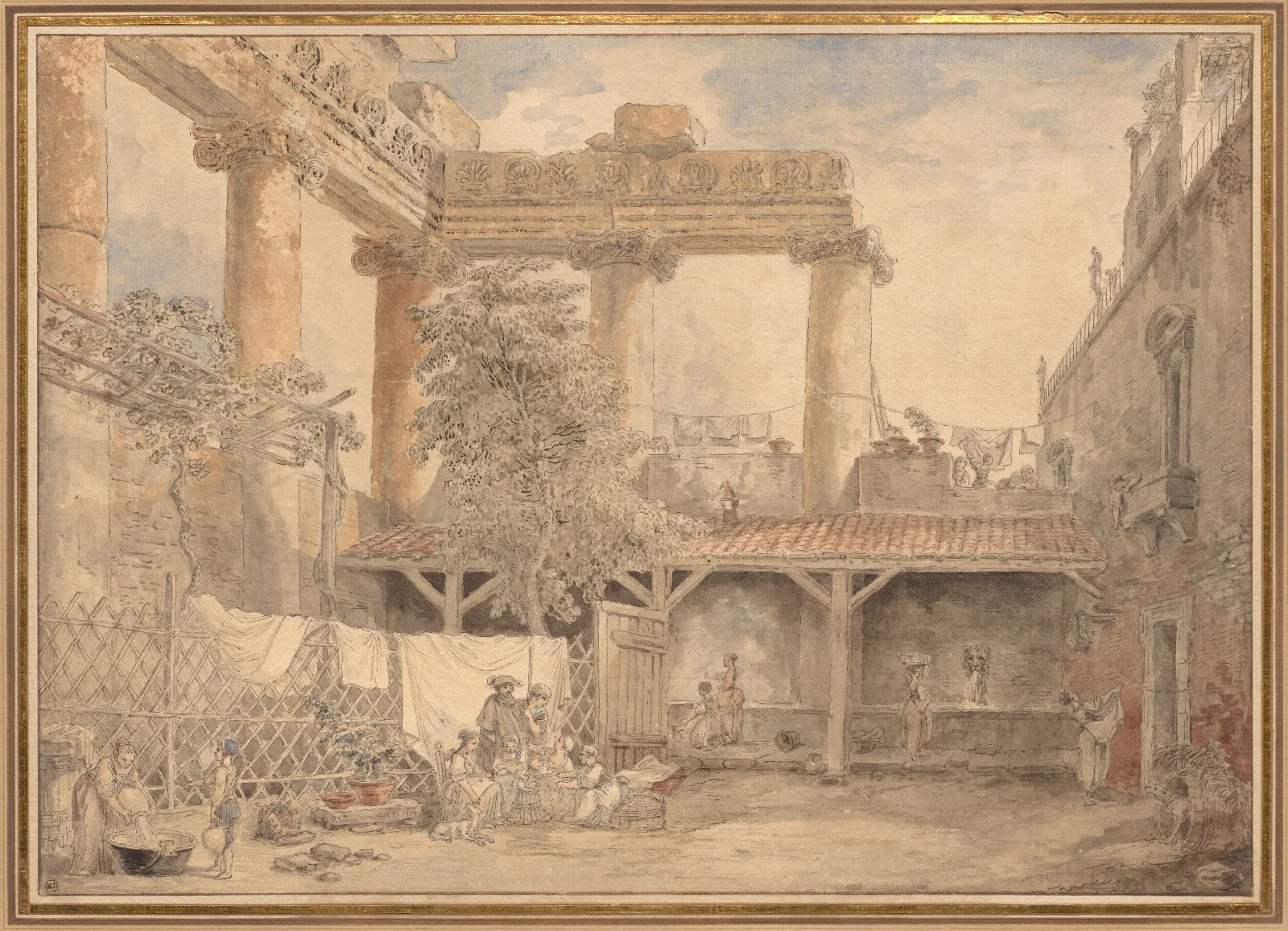 Roman Ruins Villa Pamfili Wall Art by Hubert Robert - Canvas Print