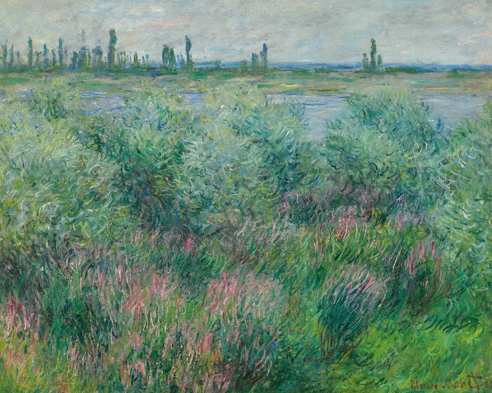 Berges De La Seine Pres De Vetheuil Wall Art by Claude Monet - Canvas Print