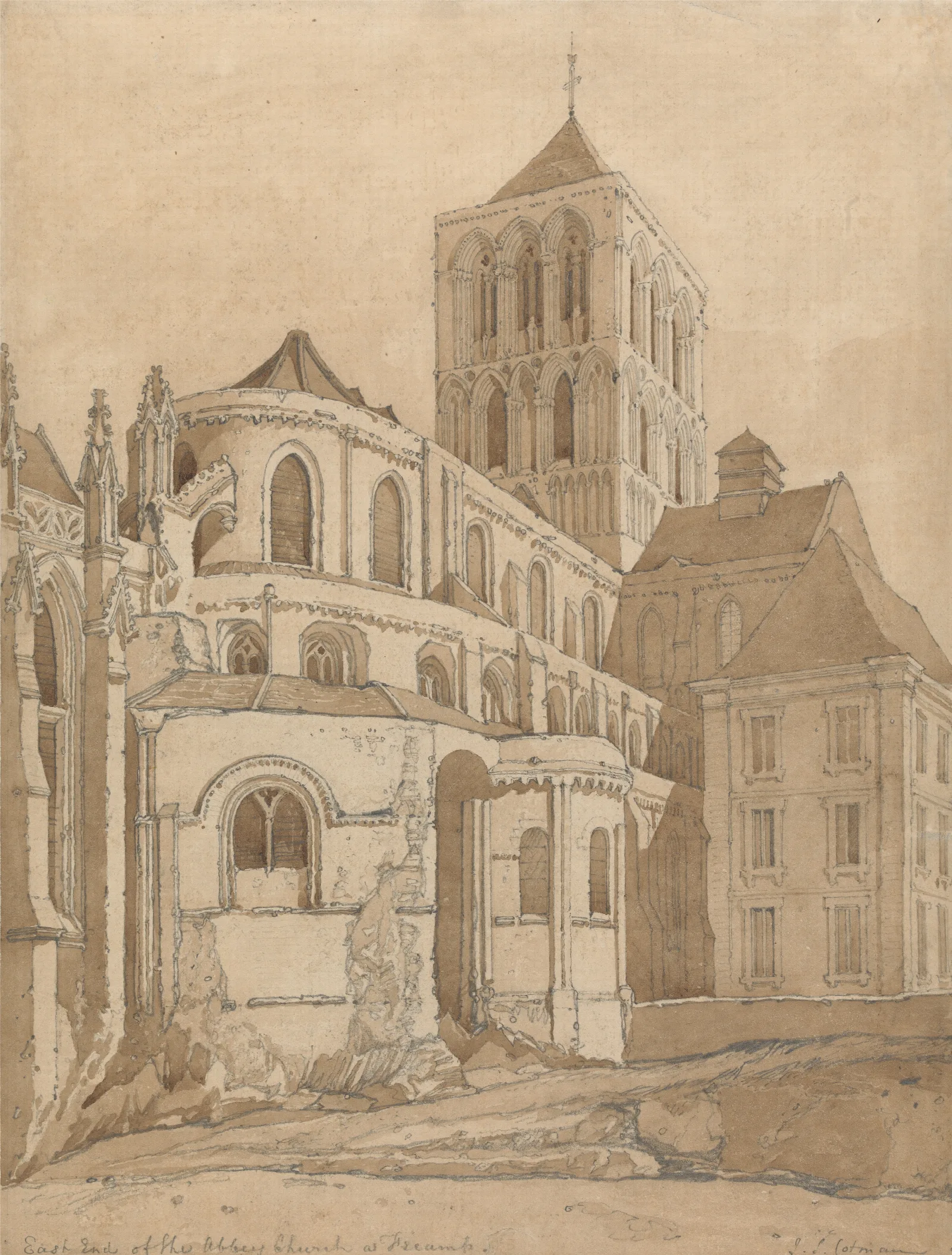 Abbey Church At Fecamp Normandy Wall Art by John Sell Cotman - Canvas Print