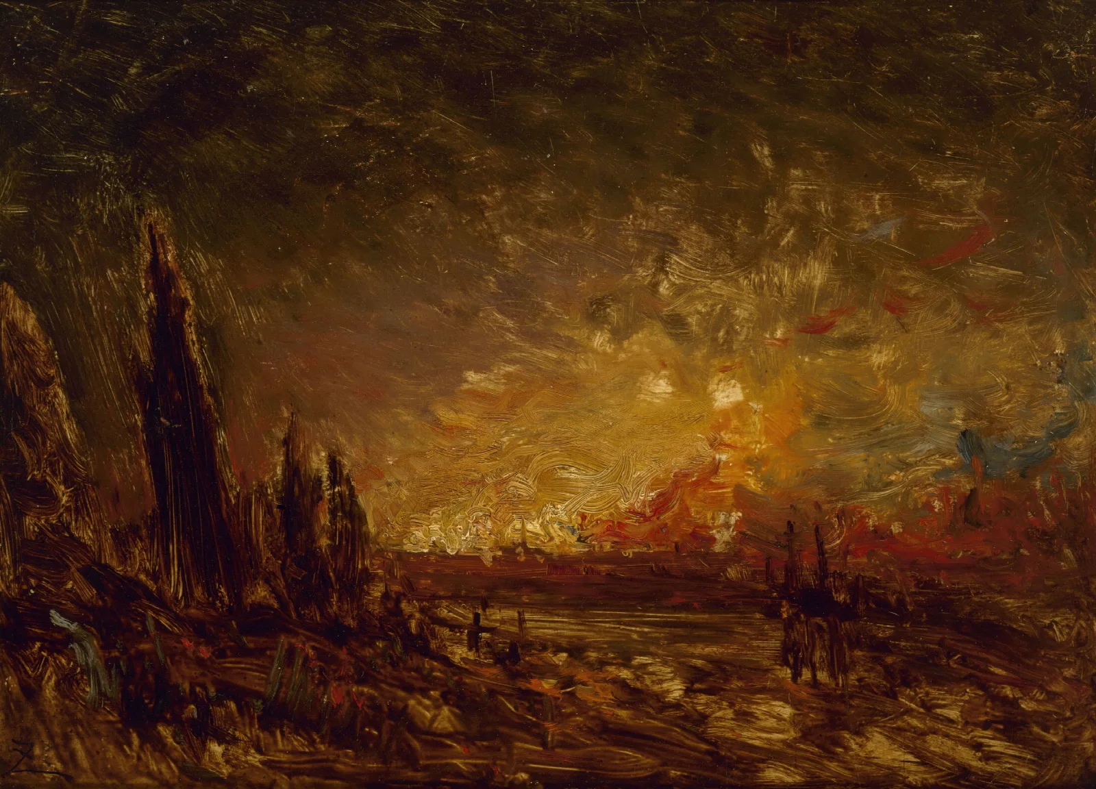 Lincendie Wall Art by Félix Ziem - Canvas Print