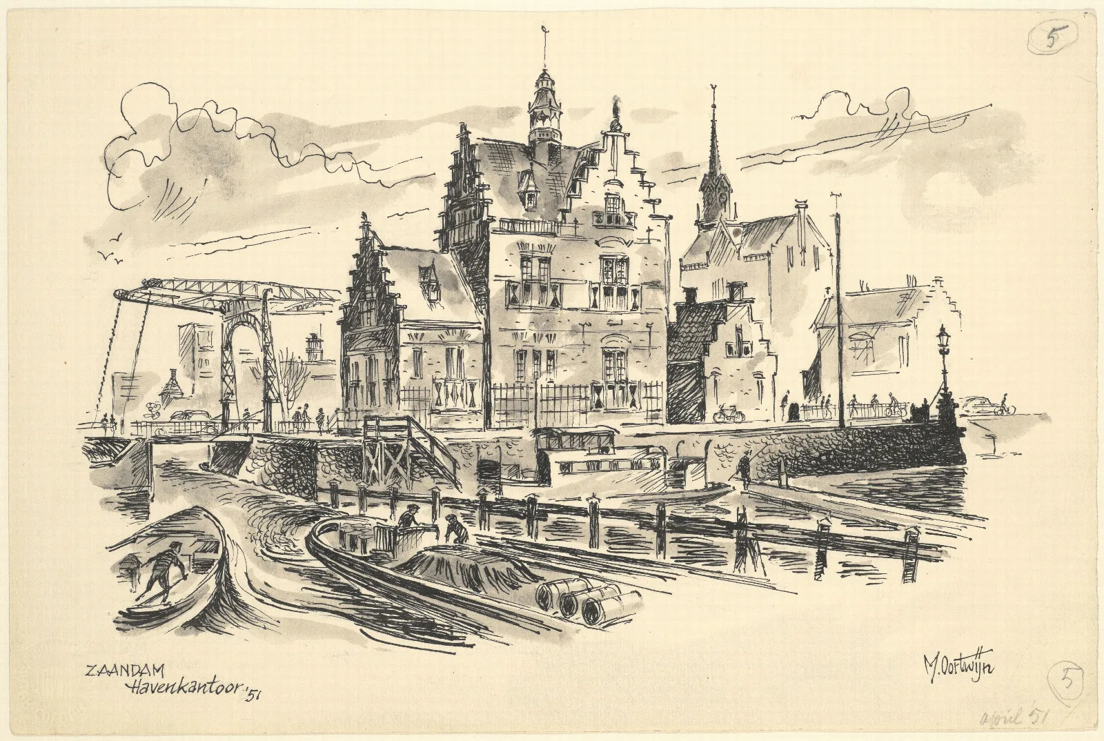Gezicht Op Het Havenkantoor Te Zaandam Wall Art by Maarten Oortwijn - Canvas Print