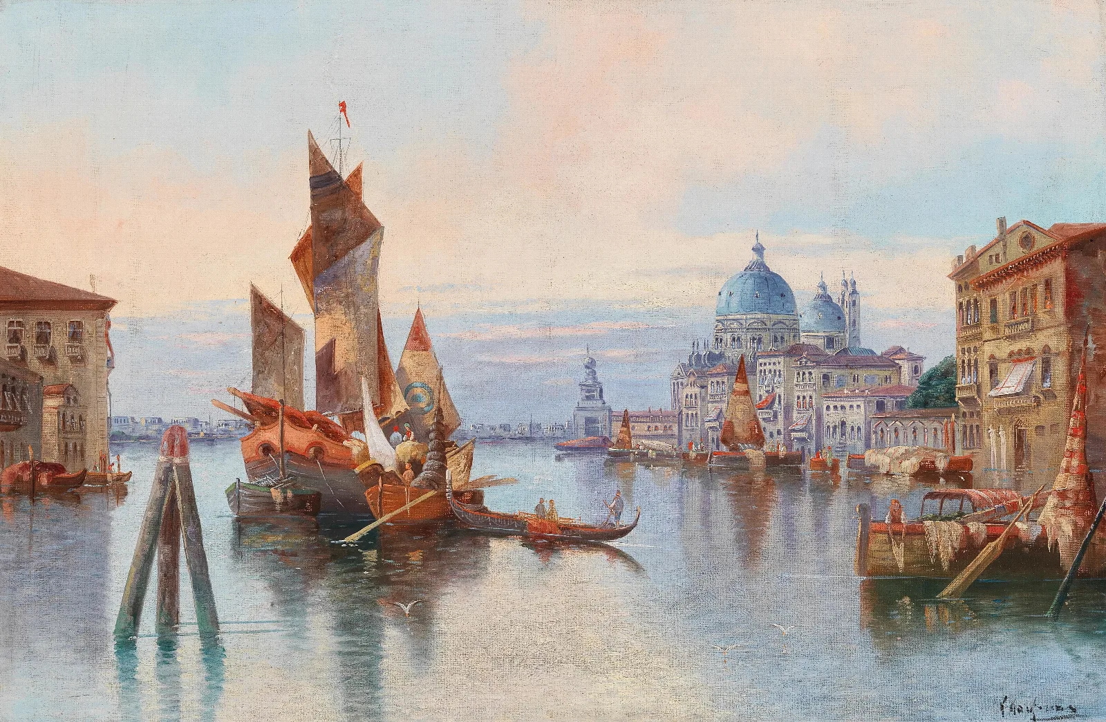 Venice A View Of Santa Maria Della Salute 2 Wall Art by Karl Kaufmann - Canvas Print