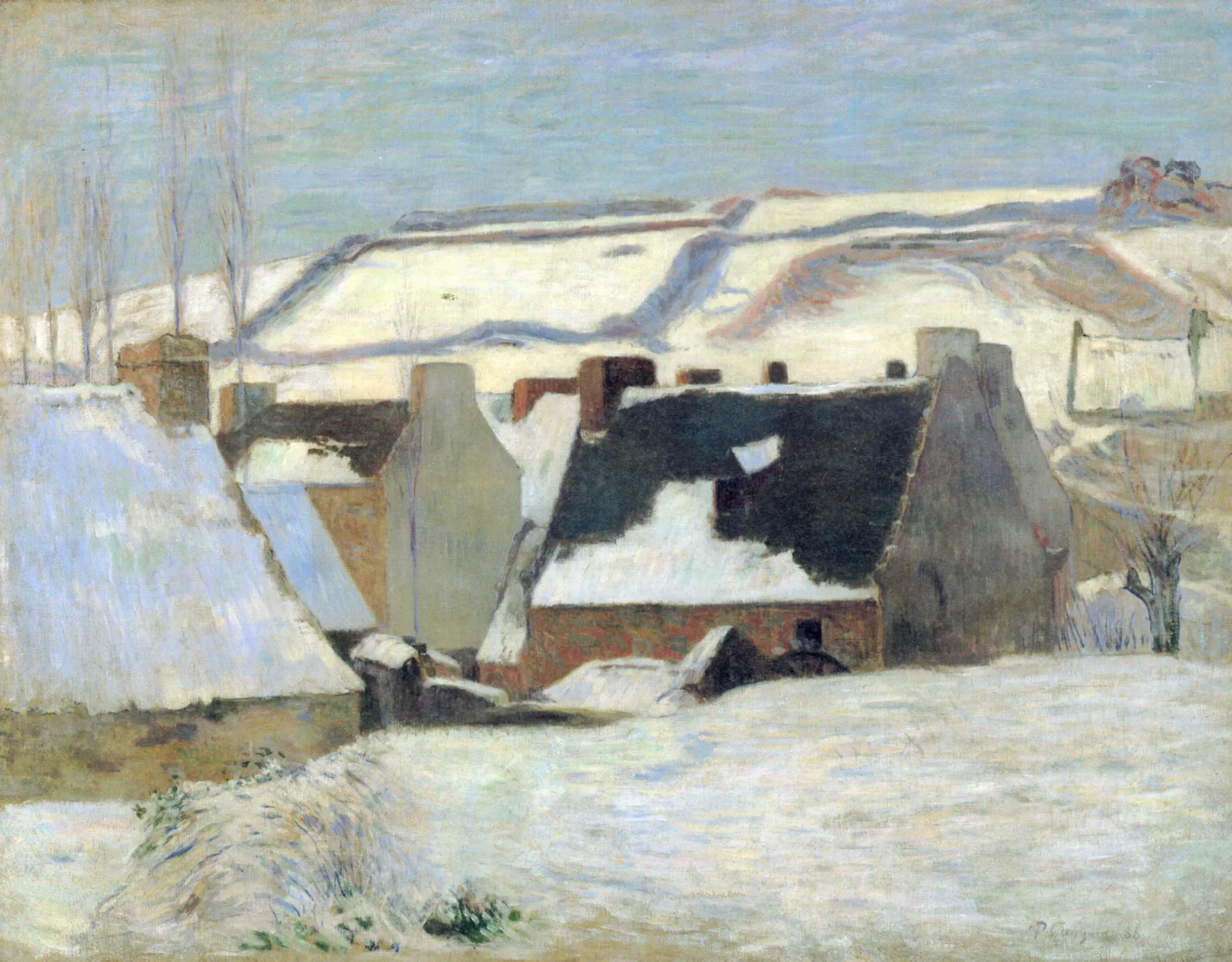 Pont Aven Sous La Neige Ou Effet De Neige Wall Art by Paul Gauguin - Canvas Print