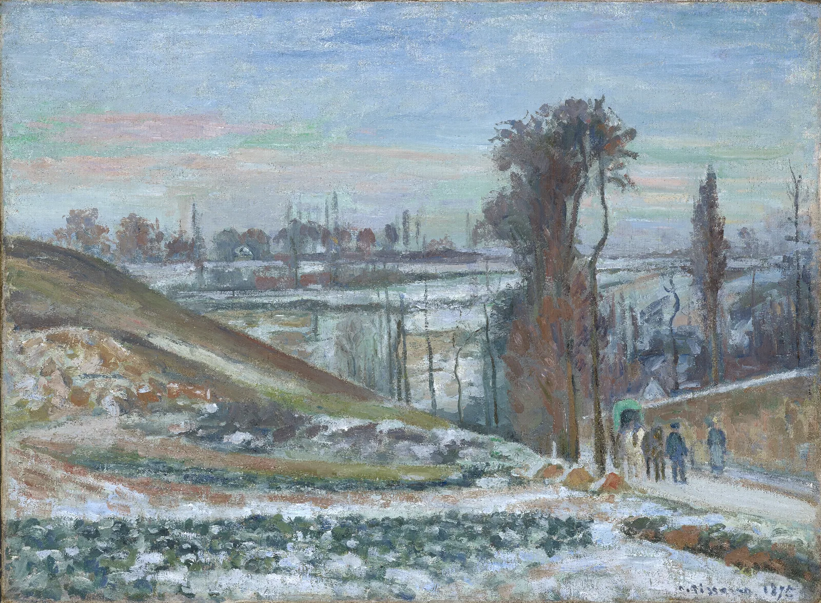 Snowy Landscape Near Lhermitage Wall Art by Camille Pissarro - Canvas Print