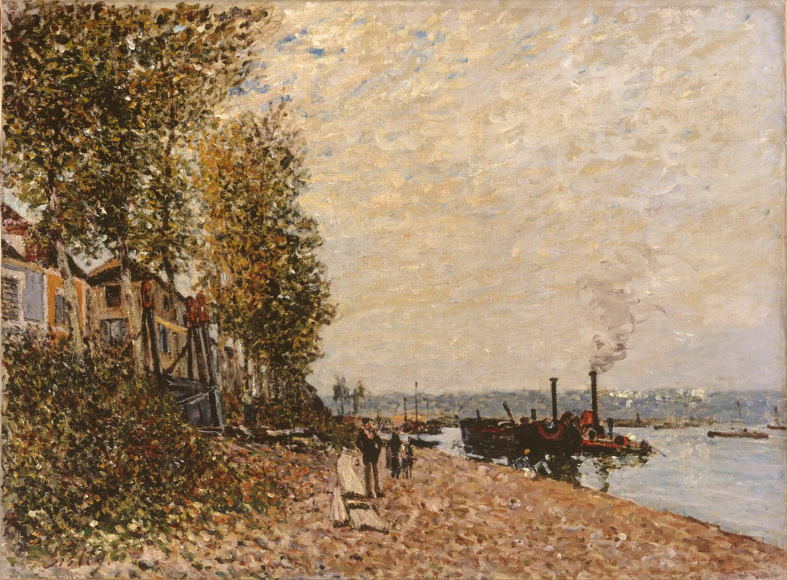 Le Remorqueur Le Loing A Saint Mammes Wall Art by Alfred Sisley - Canvas Print