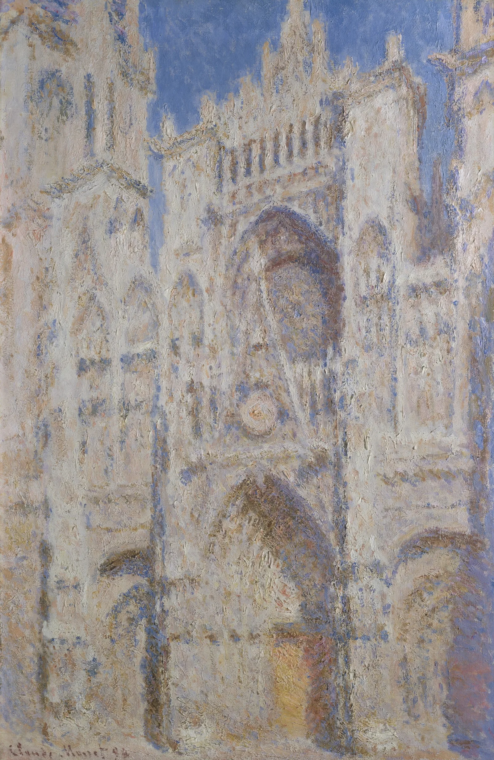 Rouen Cathedral The Portal Sunlight Wall Art by Claude Monet - Canvas Print