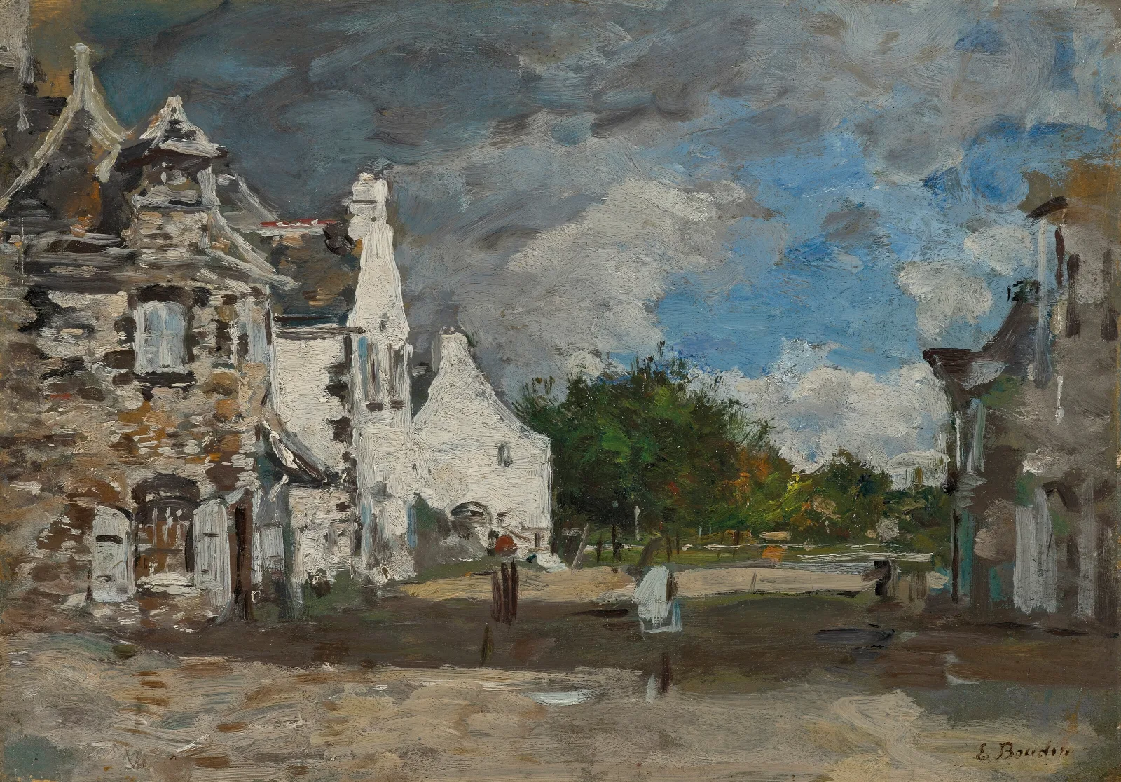 Le Faou Un Coin Du Village Wall Art by Eugène Boudin - Canvas Print