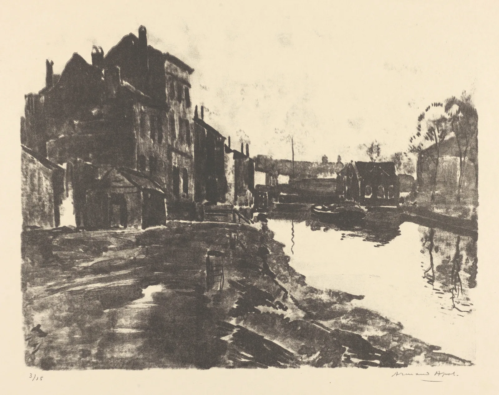 Vue De Ville Avec Canal Wall Art by Armand Apol - Canvas Print