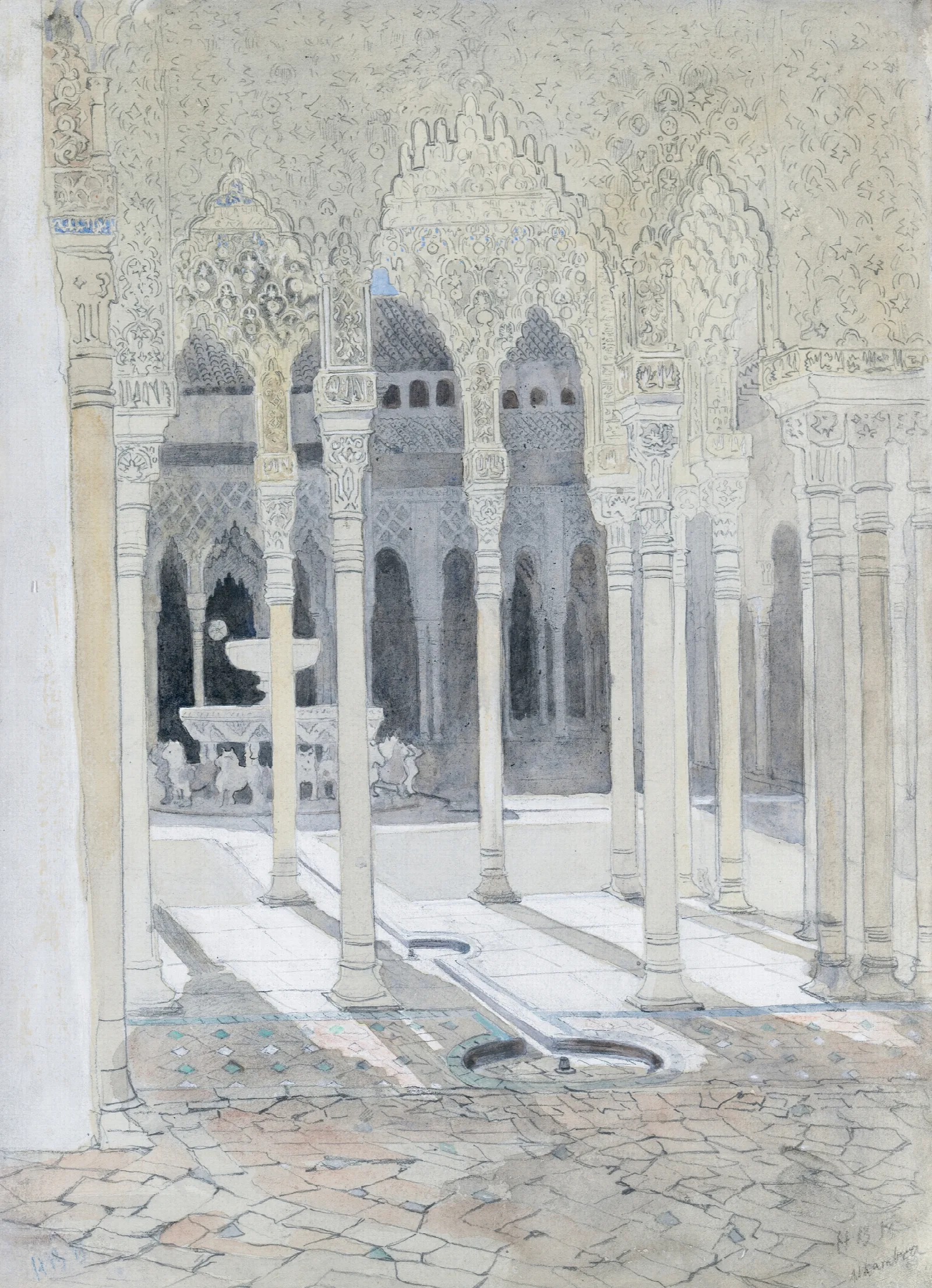 The Lion Courtyard The Alhambra Granada Spain Wall Art by Hercules Brabazon Brabazon - Canvas Print