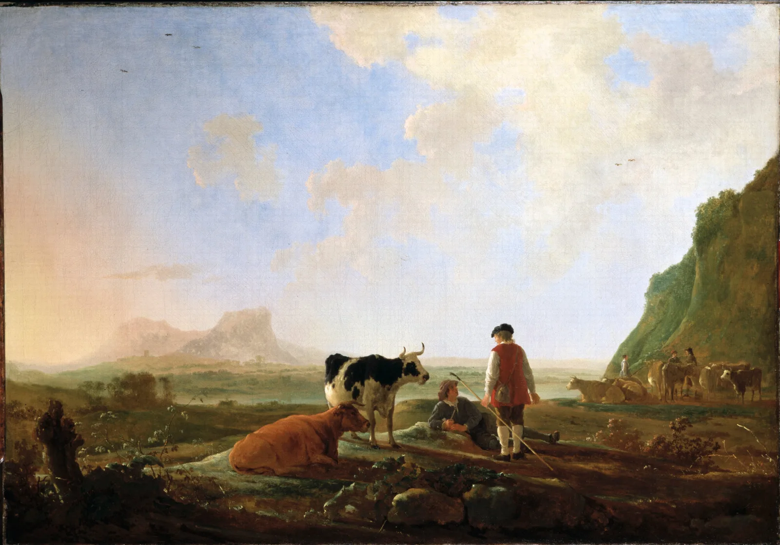 Herdsmen With Cows Wall Art by Aelbert Cuyp - Canvas Print