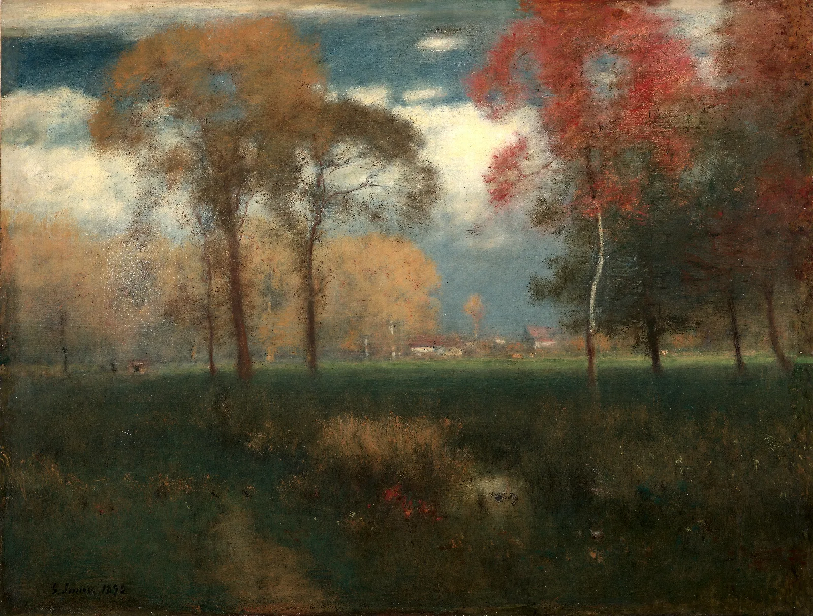 Sunny Autumn Day Wall Art by George Inness - Canvas Print
