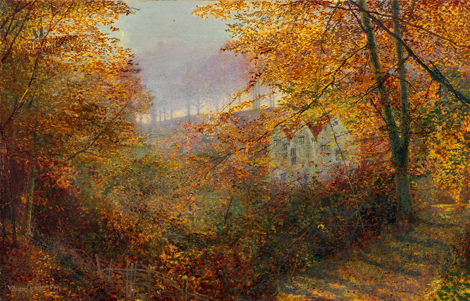 A House In A Clearing Wall Art by John Atkinson Grimshaw - Canvas Print