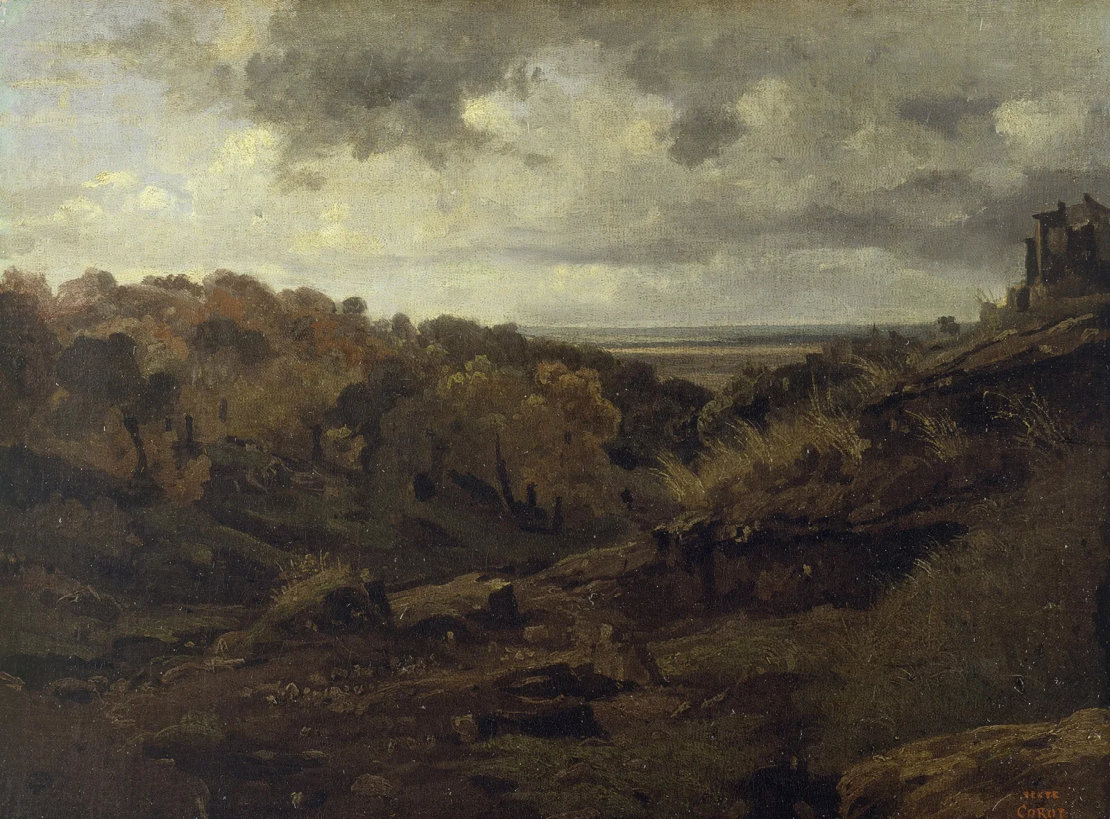 Italian Landscape Near Marino In Autumn Wall Art by Jean-Baptiste-Camille Corot - Canvas Print