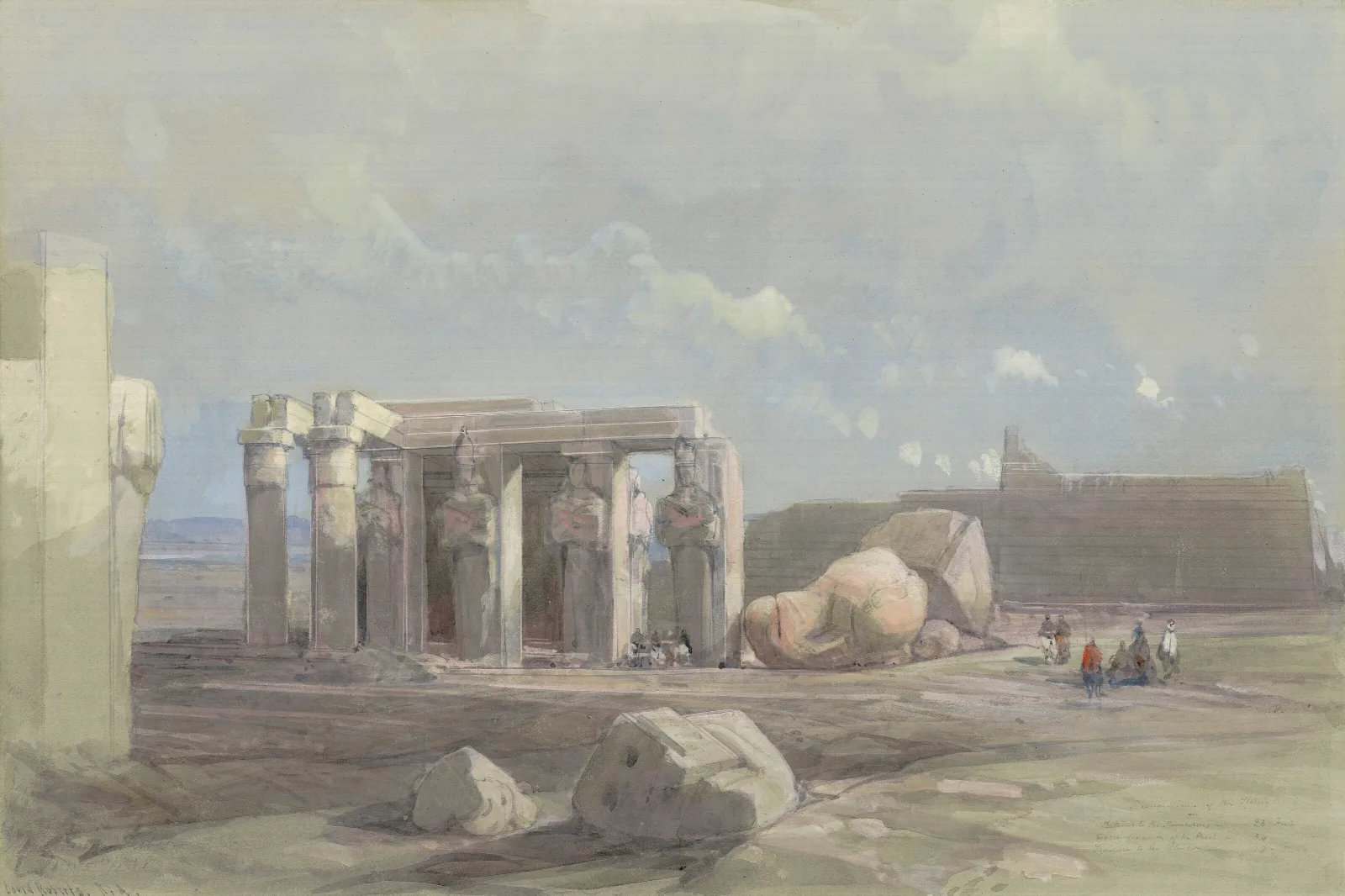 Fragments Of A Colossal Statue At The Memnonium Thebes Wall Art by David Roberts - Canvas Print