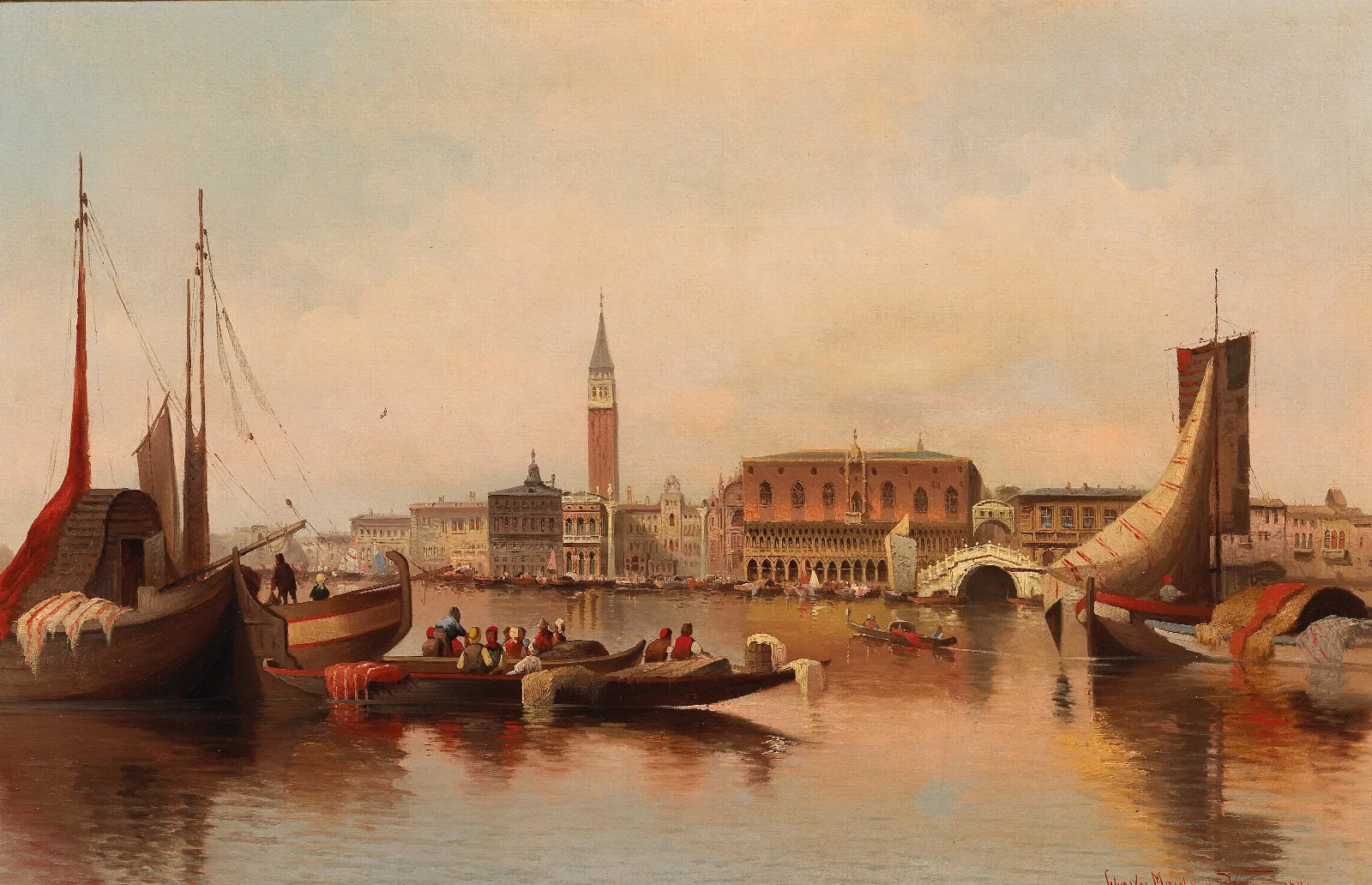 Venetian Scene With View Of St Marks Square Wall Art by Karl Kaufmann - Canvas Print