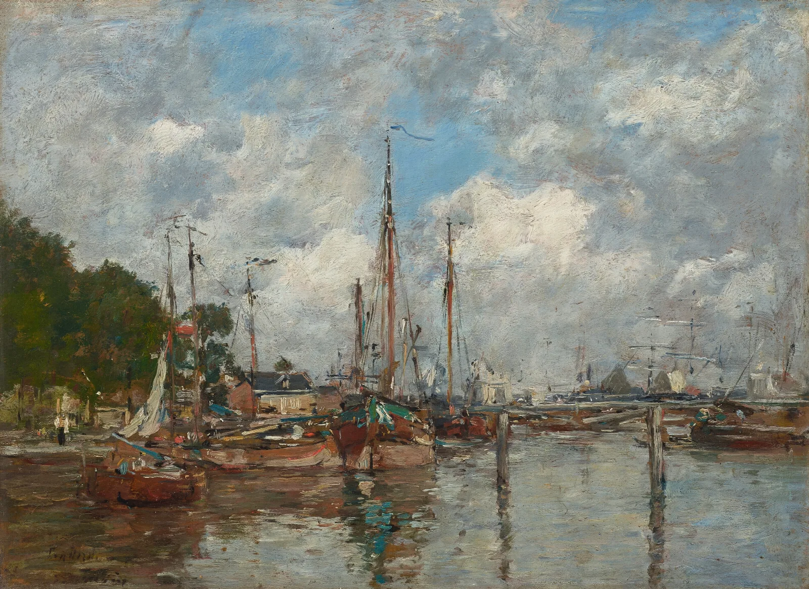 Trouville Un Coin Du Port Wall Art by Eugène Boudin - Canvas Print