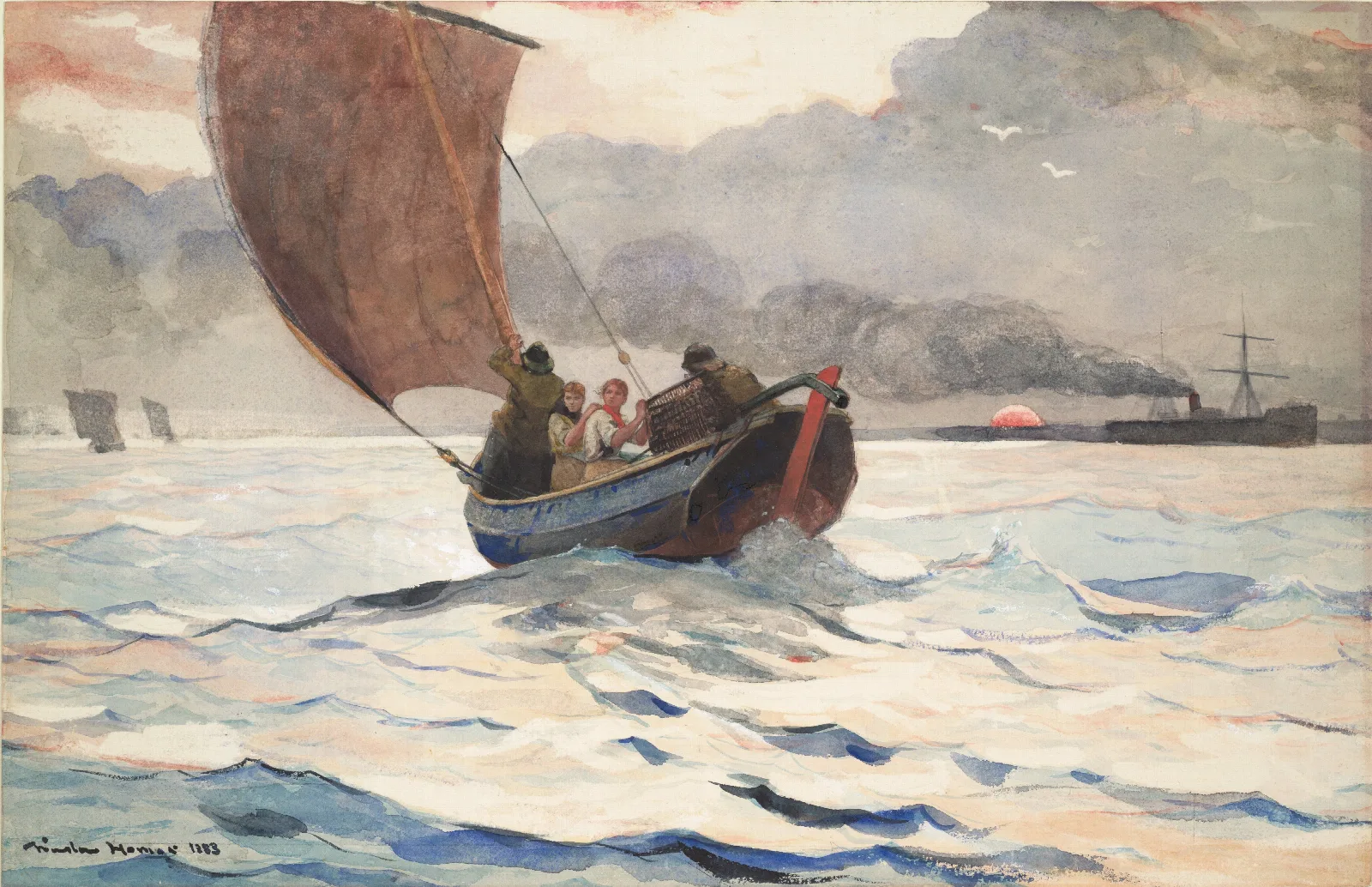 Returning Fishing Boats Wall Art by Winslow Homer - Canvas Print