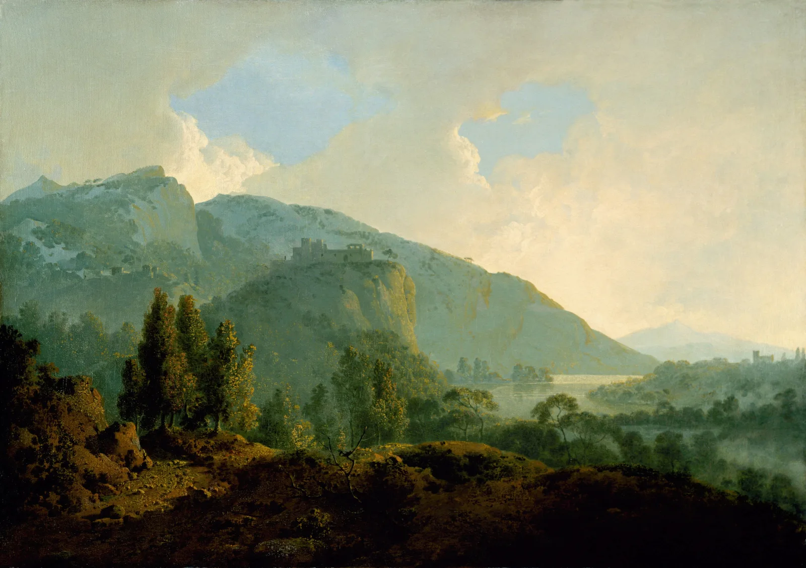 Italian Landscape With Mountains And A River Wall Art by Joseph Wright of Derby - Canvas Print
