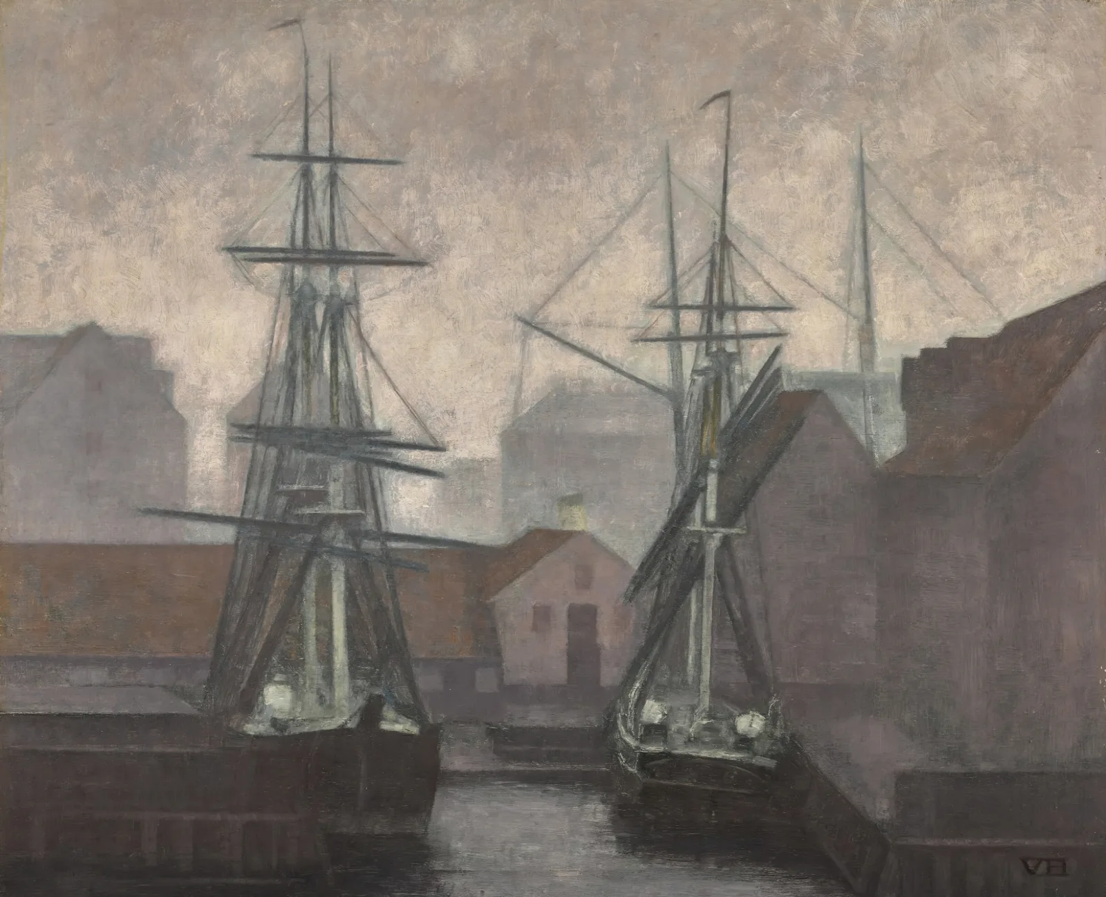Greenland Trade Wharf Christianshavn Copenhagen Wall Art by Vilhelm Hammershøi - Canvas Print