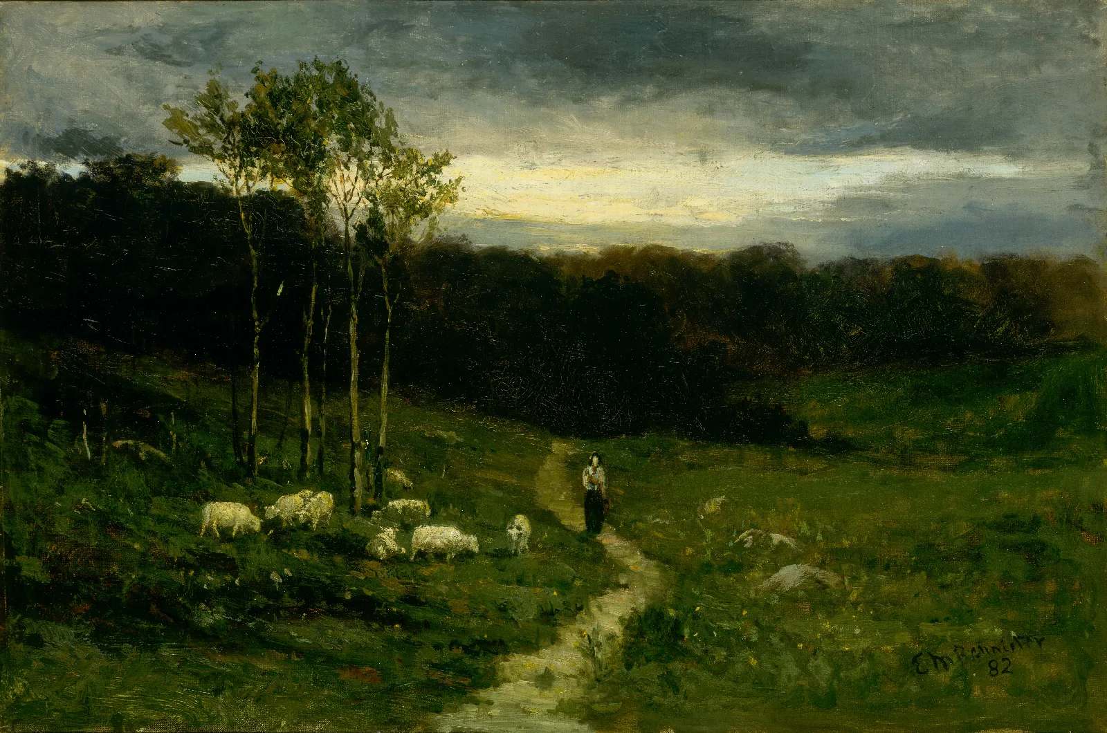 Woman Walking Down Path Wall Art by Edward Mitchell Bannister - Canvas Print