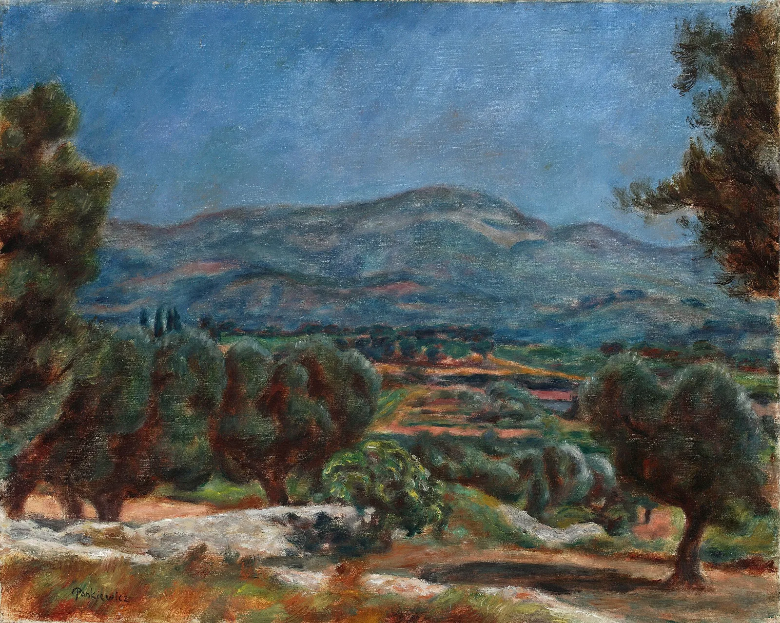 Landscape From Sanary With The View Of The Mountains Wall Art by Józef Pankiewicz - Canvas Print