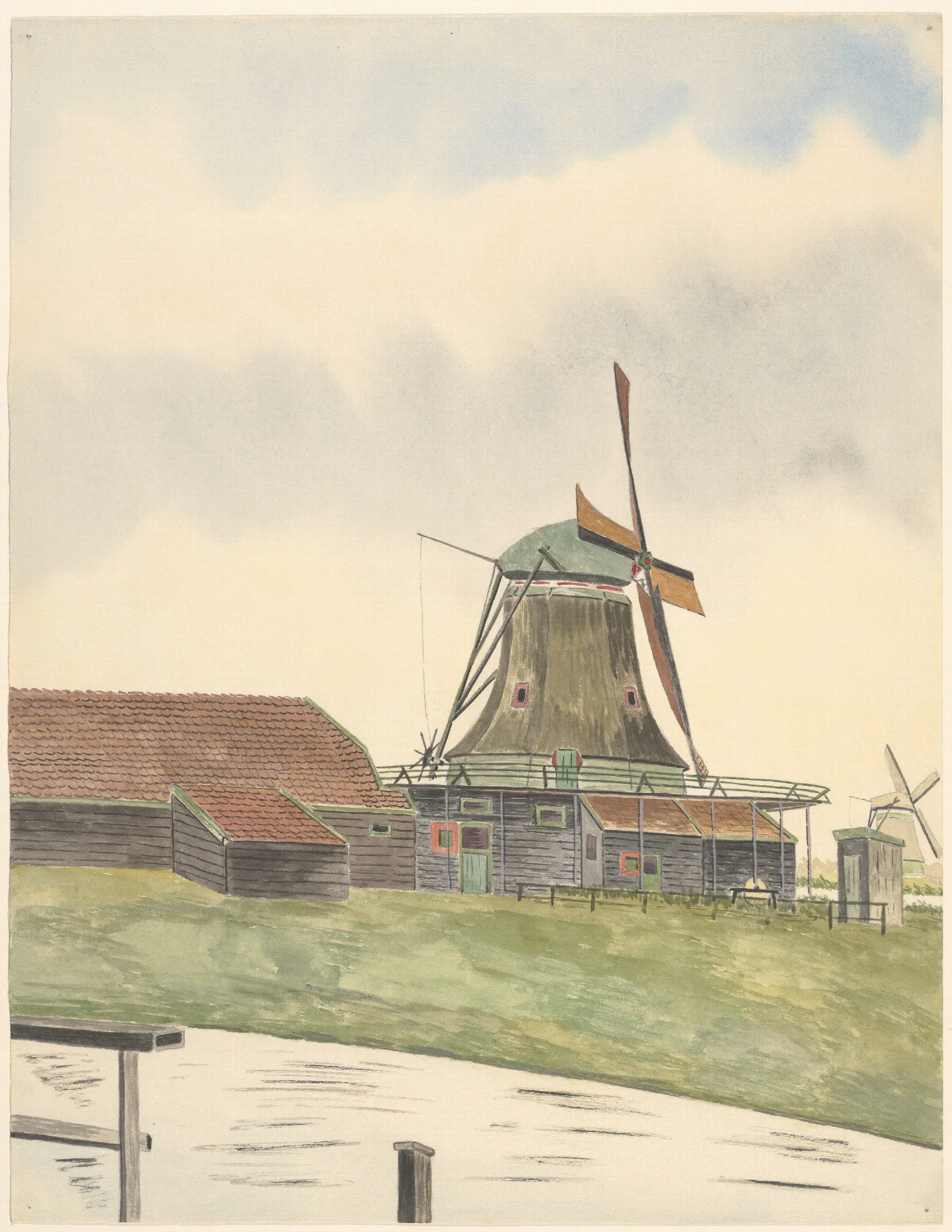 Molens Molen De Zaadzaaier Aan De Hemmes Wall Art by Johannes Nicolaas Eijman - Canvas Print