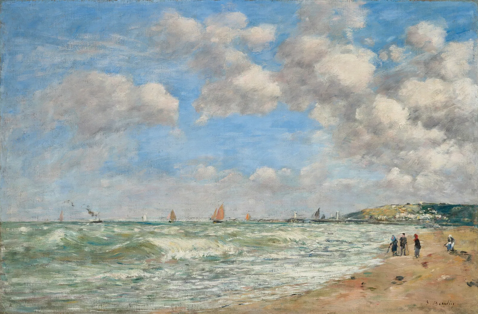 Deauville La Plage A Maree Montante Wall Art by Eugène Boudin - Canvas Print