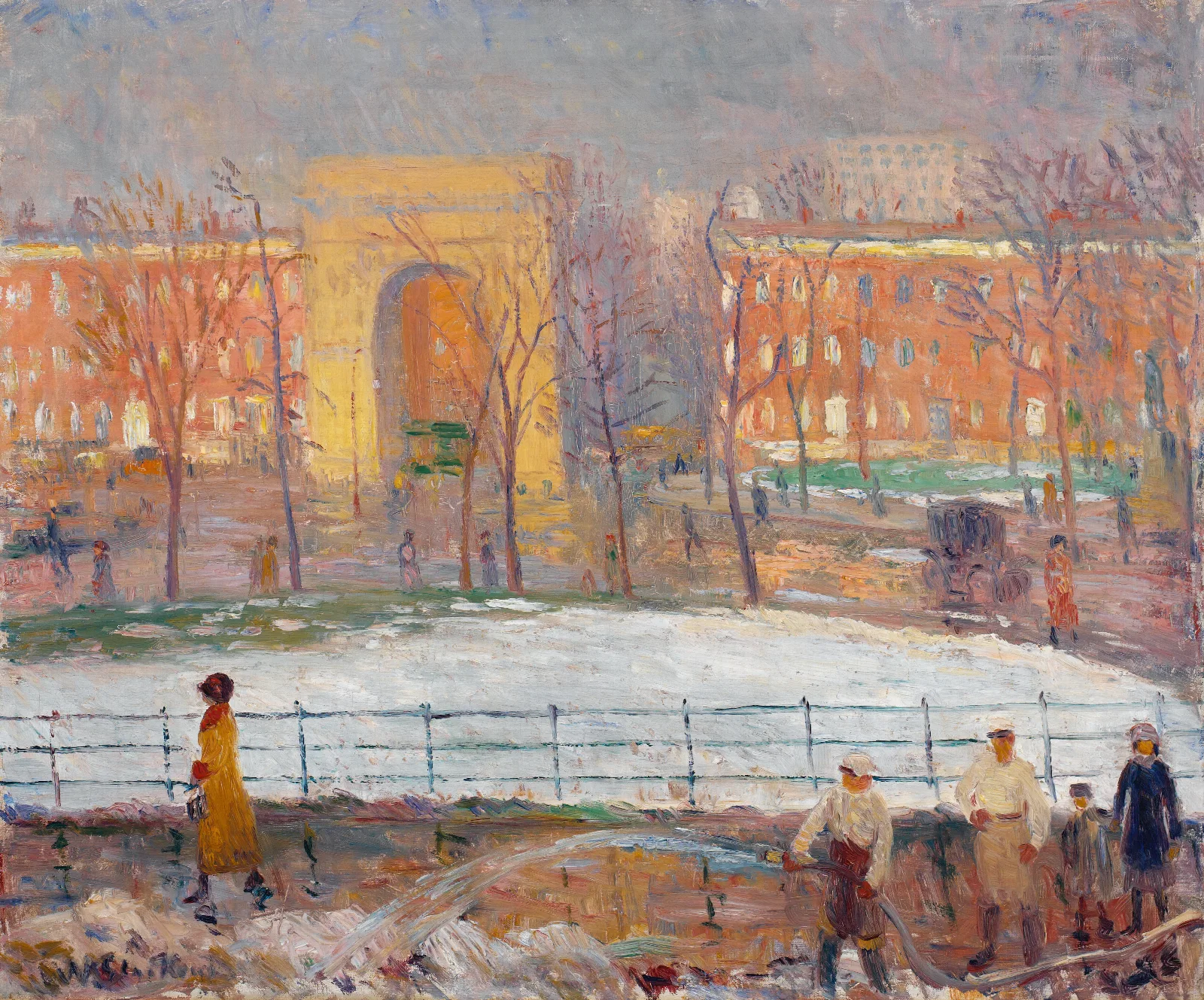 Street Cleaners Washington Square Wall Art by William James Glackens - Canvas Print
