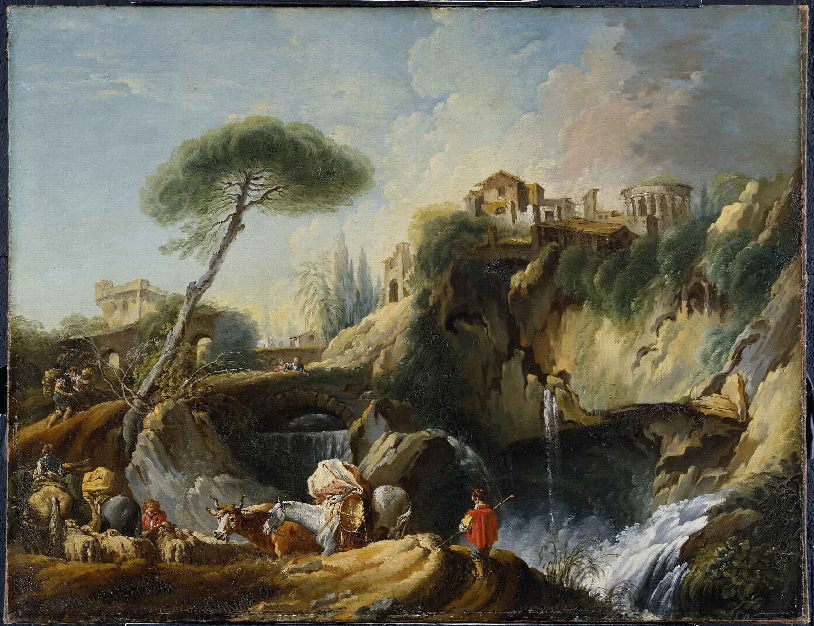 View Of Tivoli With The Temple Of Vesta Wall Art by François Boucher - Canvas Print