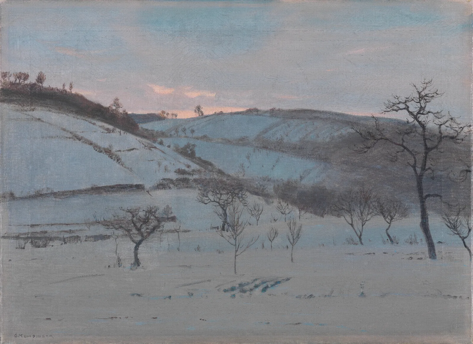 Wintermorgen Bei Grotzingen Wall Art by Gustav Kampmann - Canvas Print
