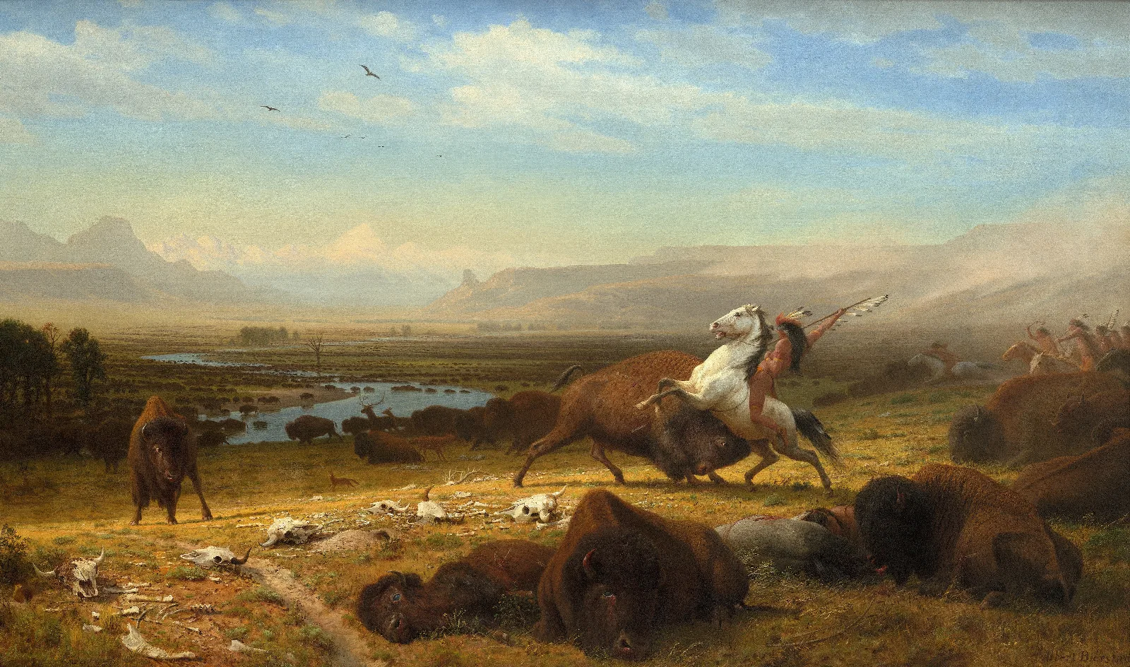 The Last Of The Buffalo Wall Art by Albert Bierstadt - Canvas Print