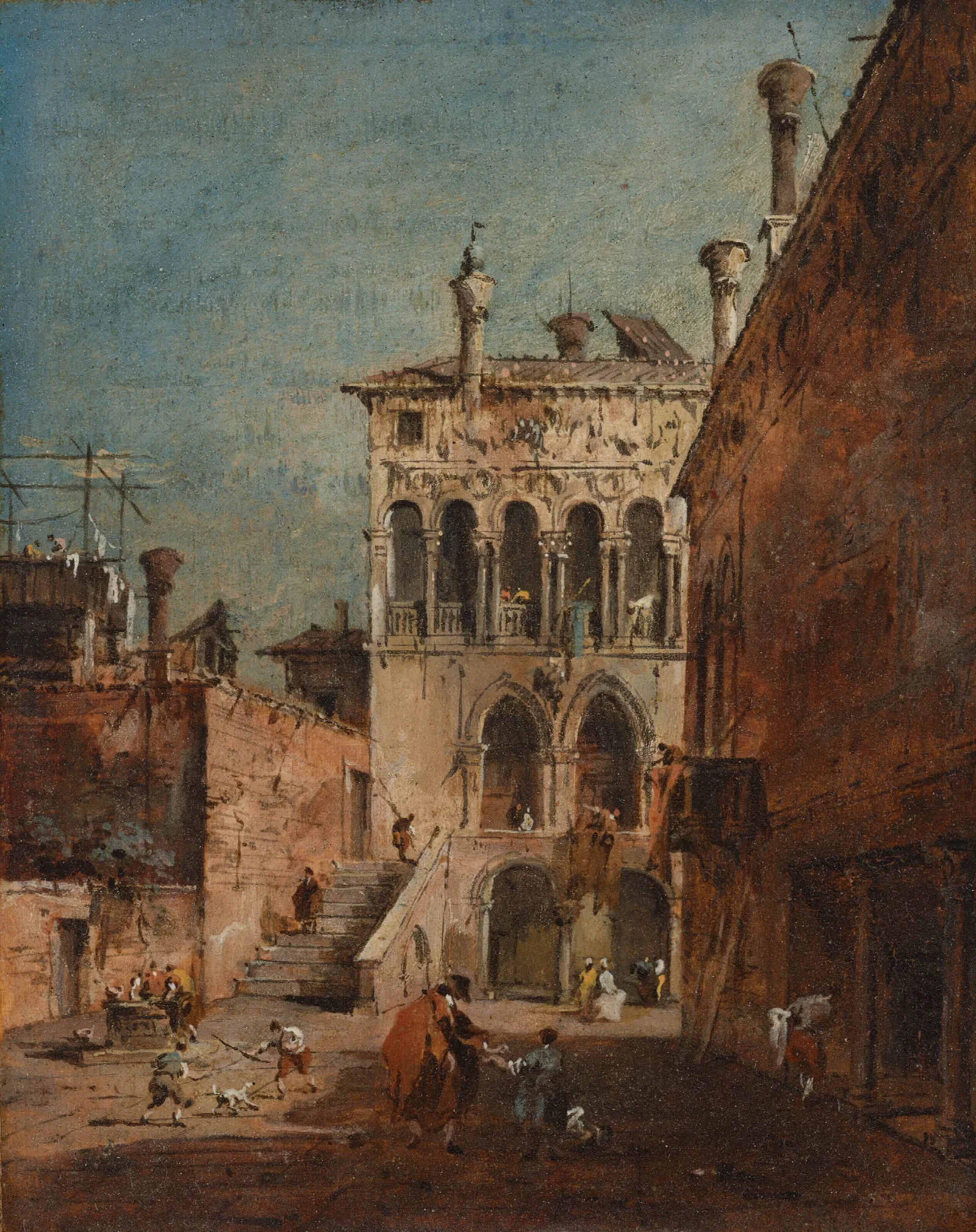 An Architectural Capriccio With A Campiello Wall Art by Francesco Guardi - Canvas Print