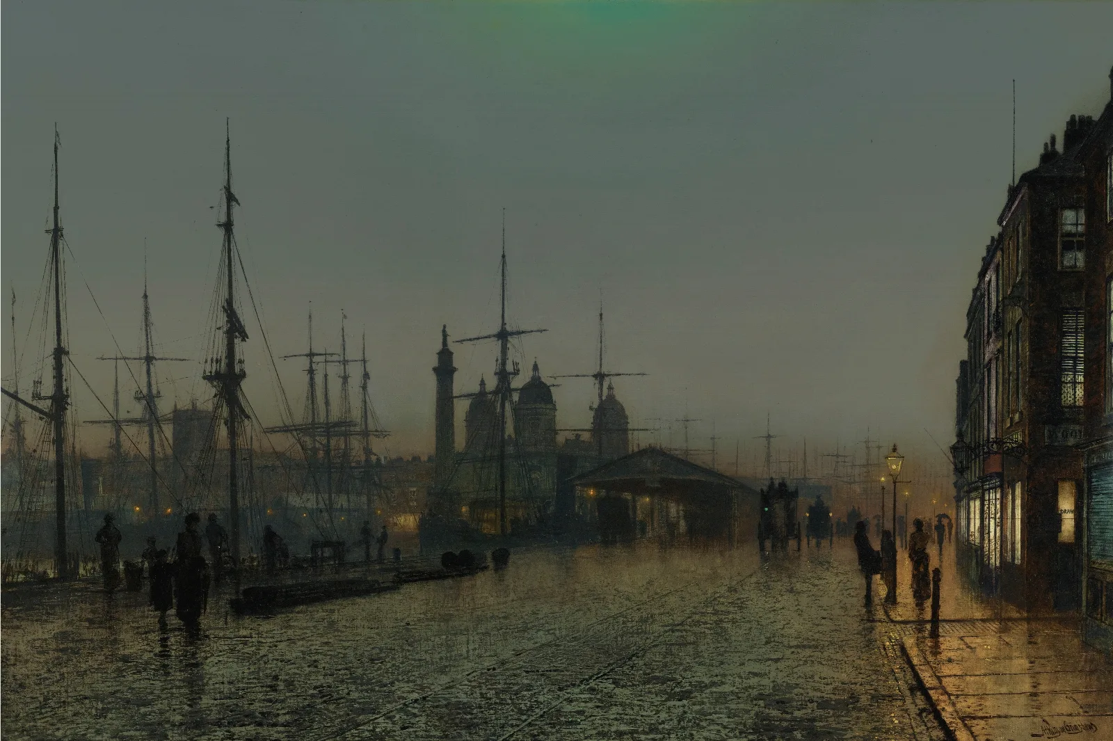 Hull Docks At Night Wall Art by John Atkinson Grimshaw - Canvas Print