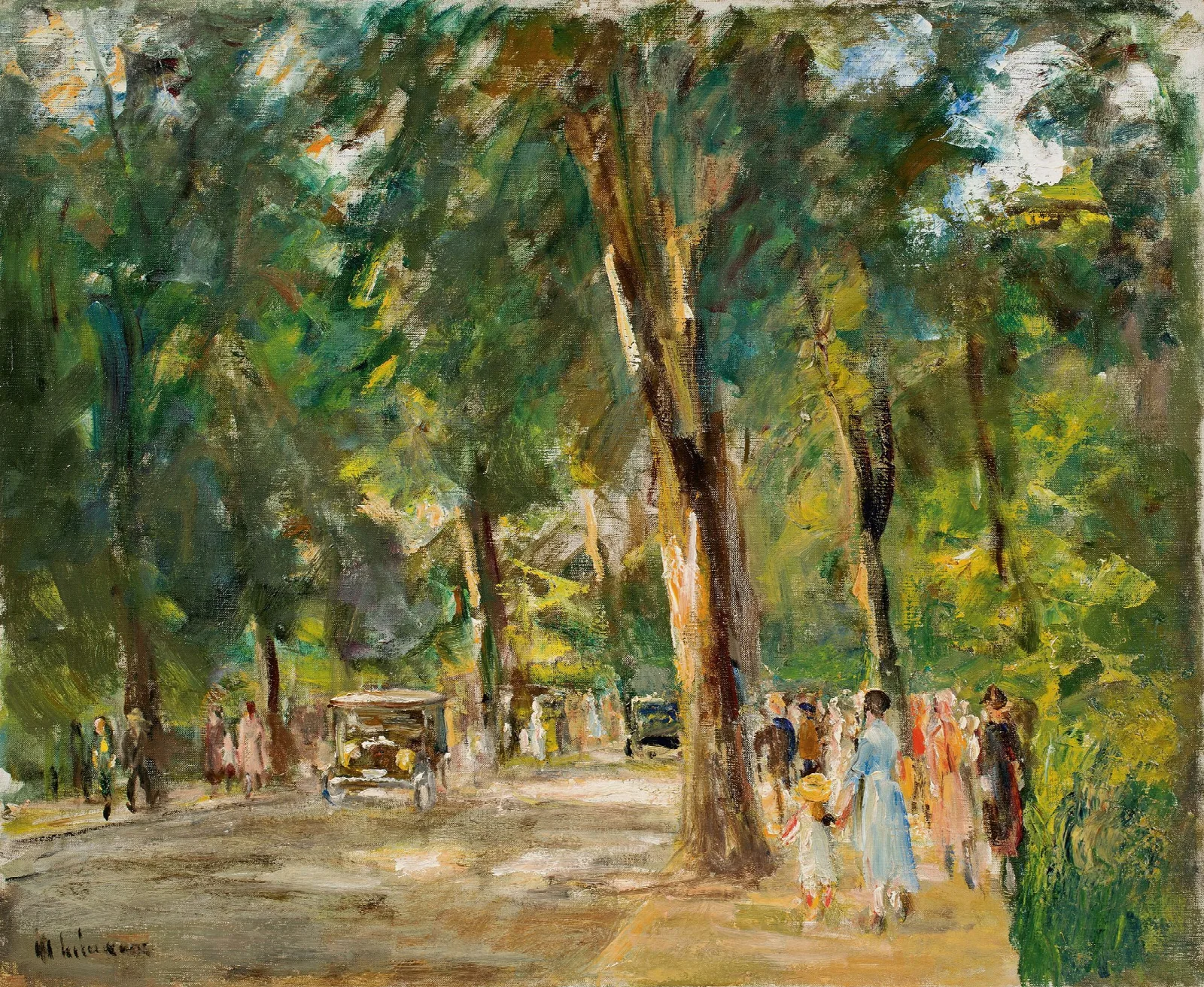 Die Grose Seestrase In Wannsee Mit Spaziergangern 2 Wall Art by Max Liebermann - Canvas Print