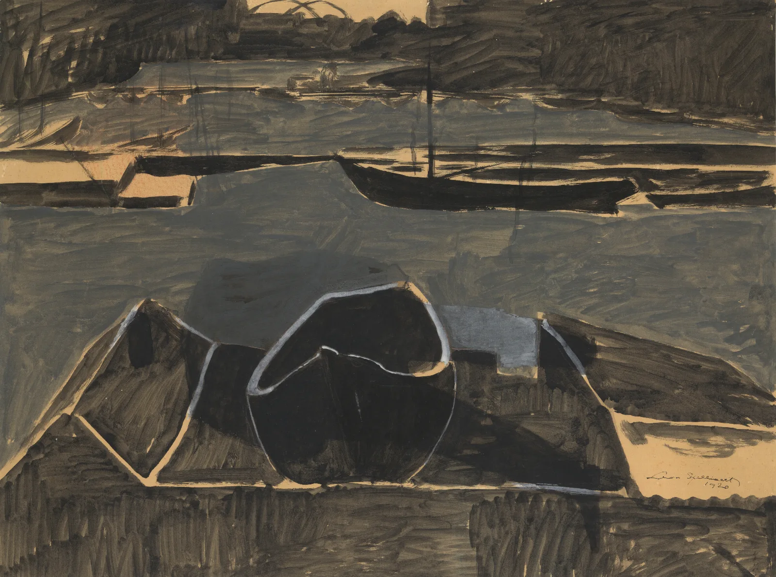 Dokken Te Oostende Wall Art by Léon Spilliaert - Canvas Print