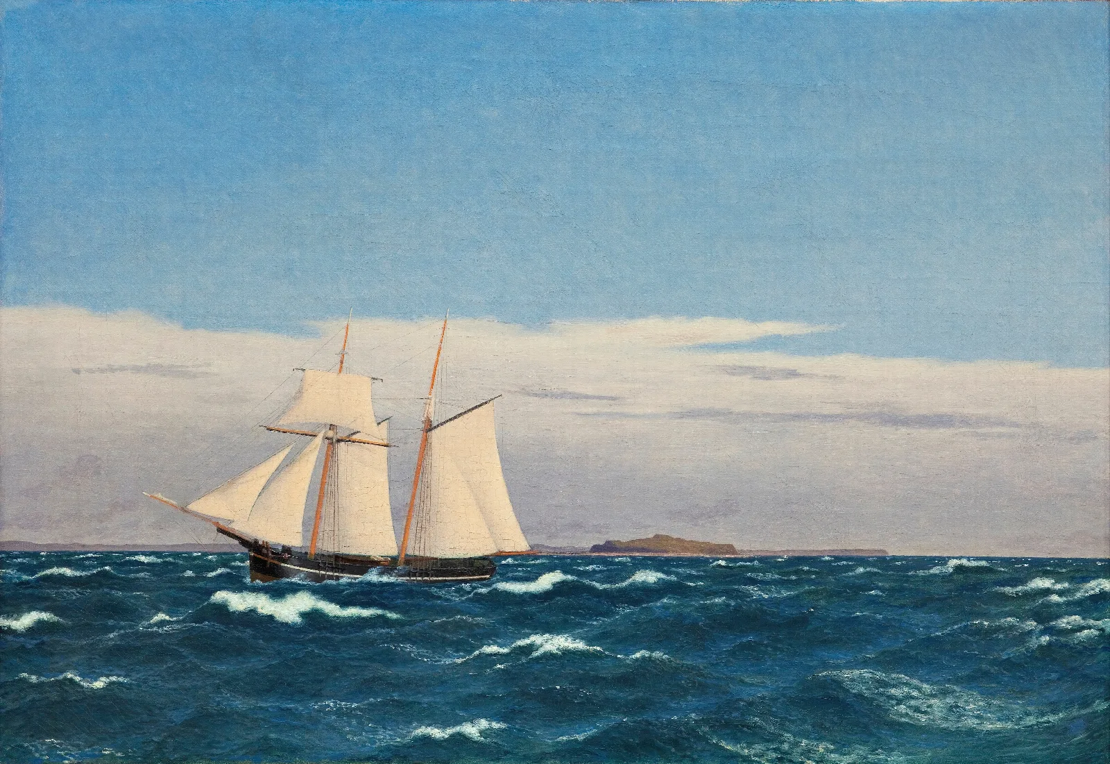 Seascape With The Island Of Hjelm And The Coast Of Jutland Wall Art by Christoffer Wilhelm Eckersberg - Canvas Print