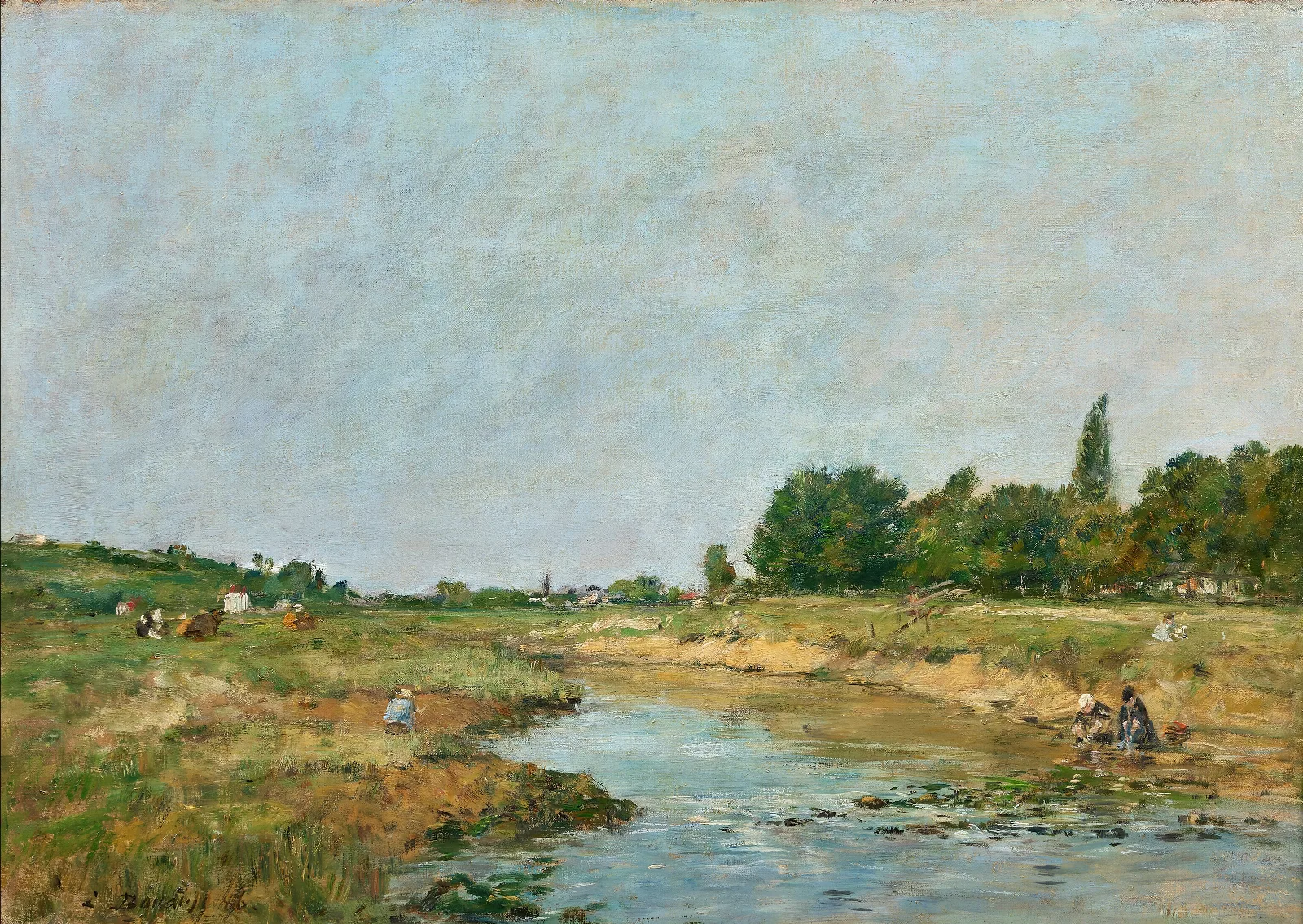Laveuses Au Bord De La Riviere 2 Wall Art by Eugène Boudin - Canvas Print