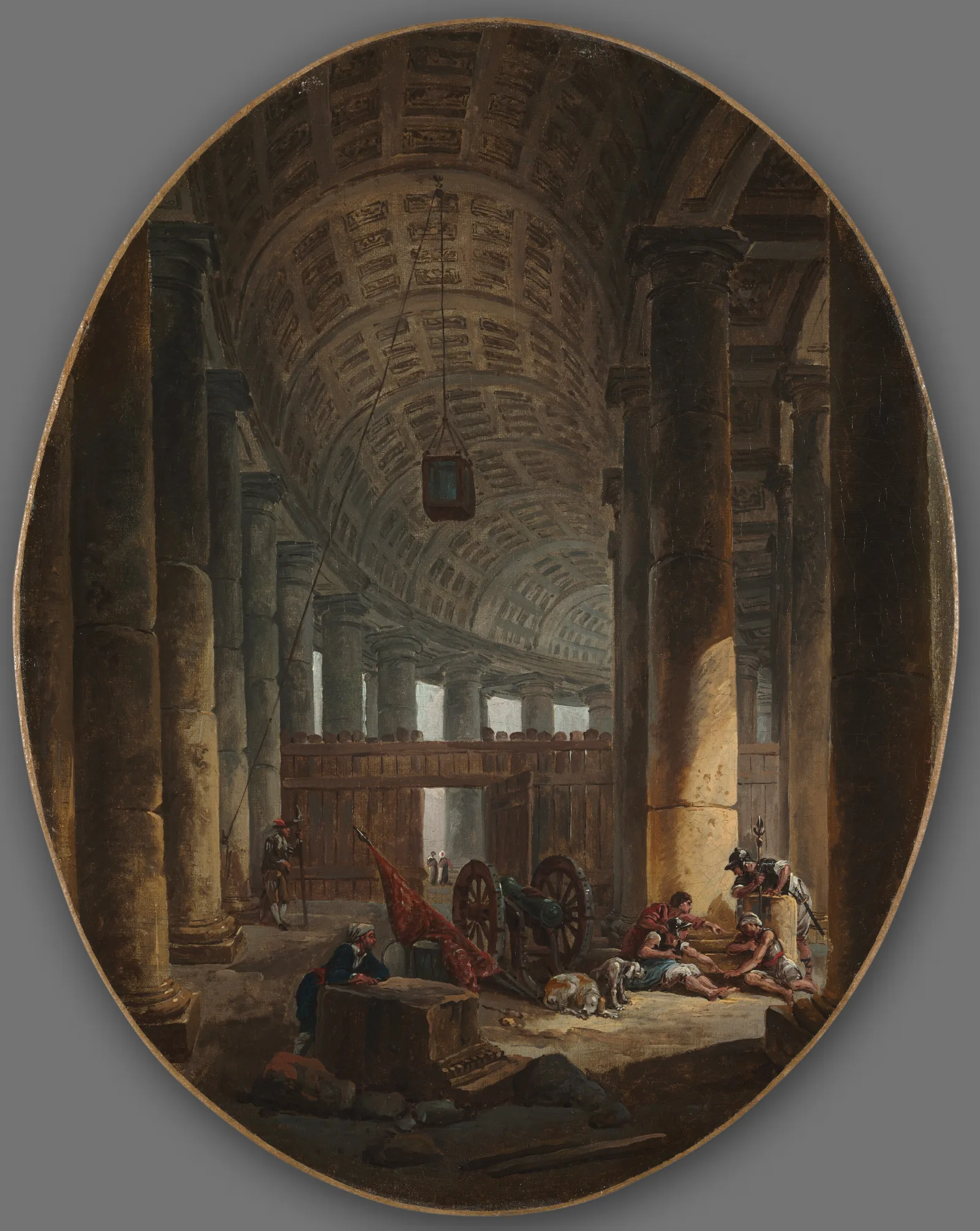 The Colonnade Of St Peters Rome During The Conclave Wall Art by Hubert Robert - Canvas Print