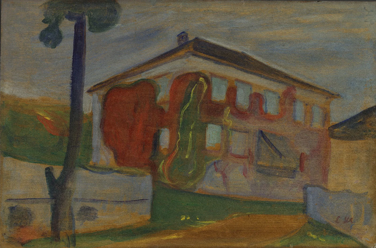 House With Red Virginia Creeper Wall Art by Edvard Munch - Canvas Print